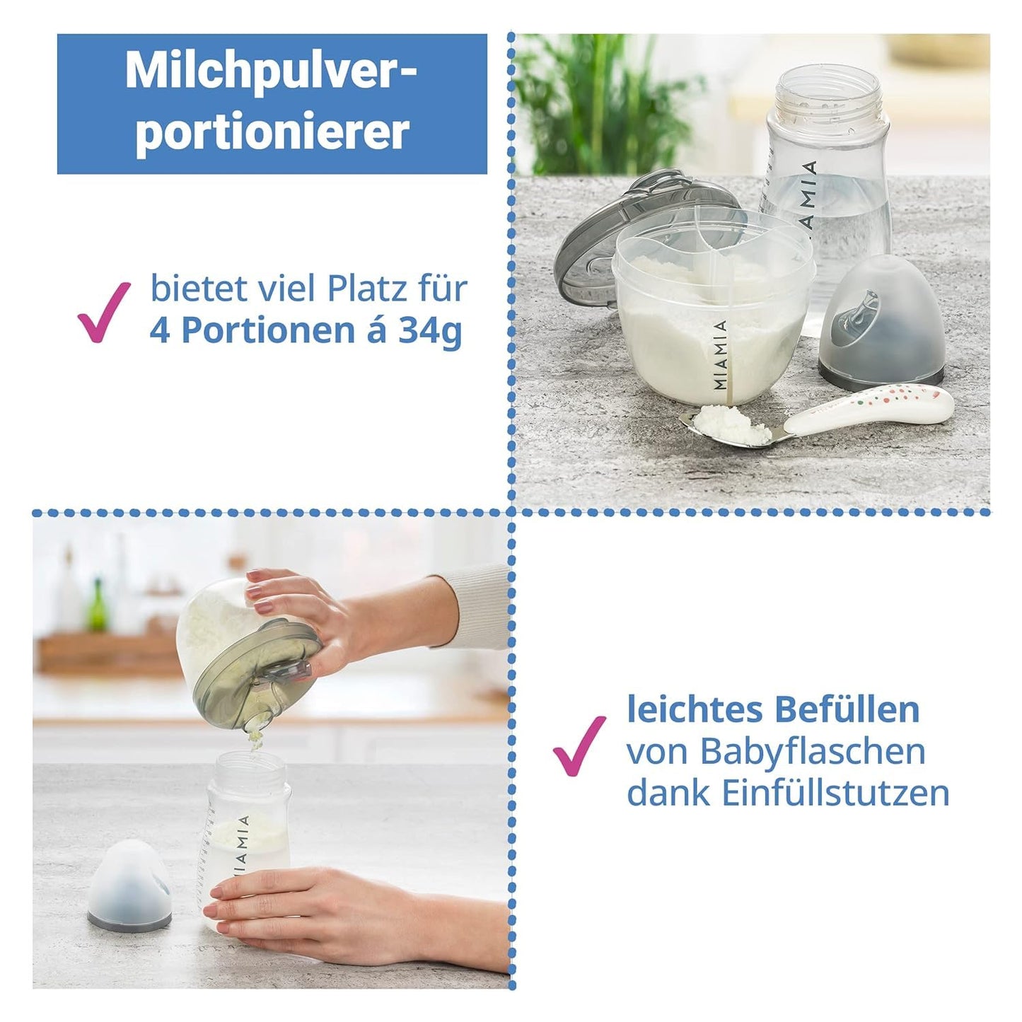 MiaMia 13-tlg. Babyflaschen Set – 6 Flaschen mit Silikon-Trinksaugern | Inkl. Milchpulverportionierer, Bürste & Abtropfständer | BPA-frei, Anti-Kolik & spülmaschinenfest | 2x 140 ml & 4x 260 ml - Meloni2