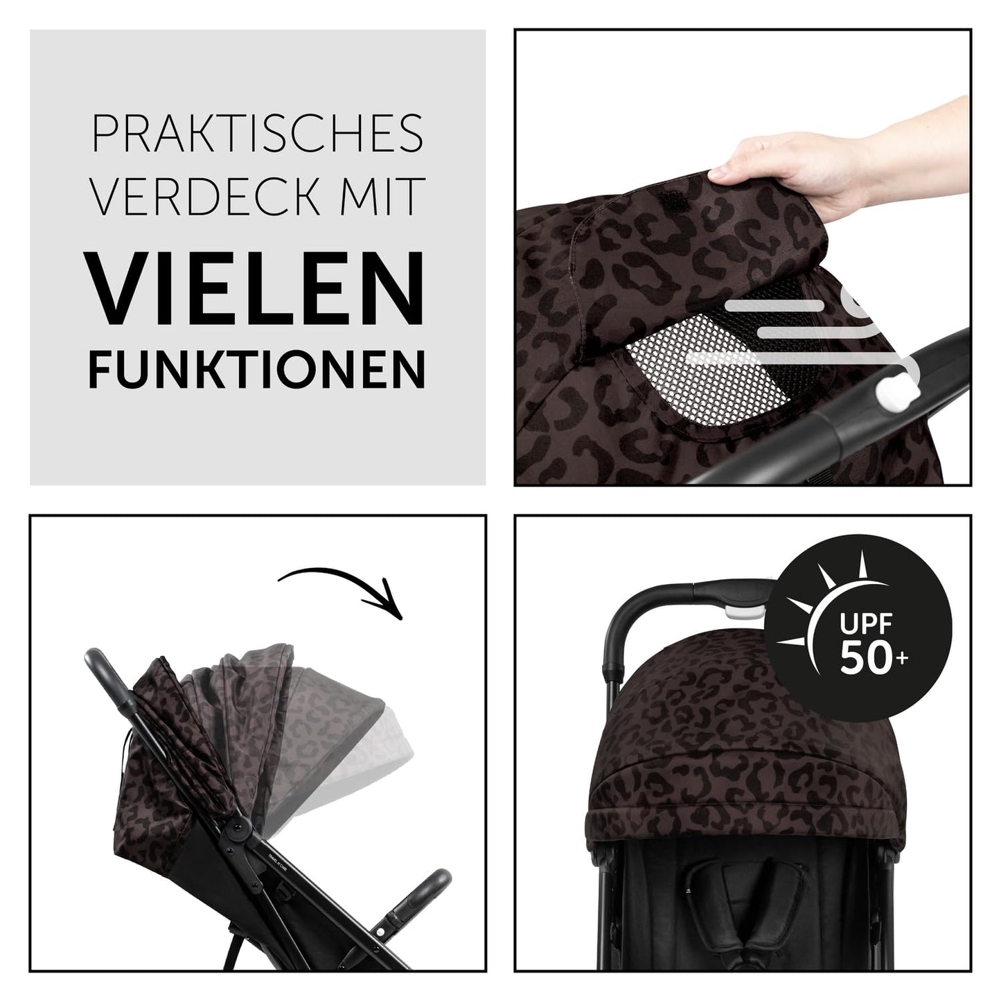 hauck Reisebuggy Einhändig Klein Zusammenklappbar, Travel N Care Beige | Leichter Buggy mit Tragegurt 6,9 kg, Sichtfenster, Liegeposition ab Geburt bis 22 kg, UV-Schutz 50+, pannensichere EVA Räder
