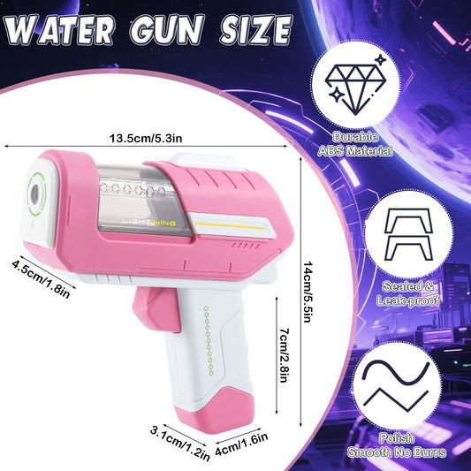 Packung mit 2 Wasserpistolen für Kinder, coole Wasserpistole im Cyberpunk-Stil, klein, Raumdesign, Mini-Wasserpistole, Pool, Strandspielzeug, Wasserpistole, Kinder von 3 bis 4 Jahren, auslaufsichere Wassersprühpistole