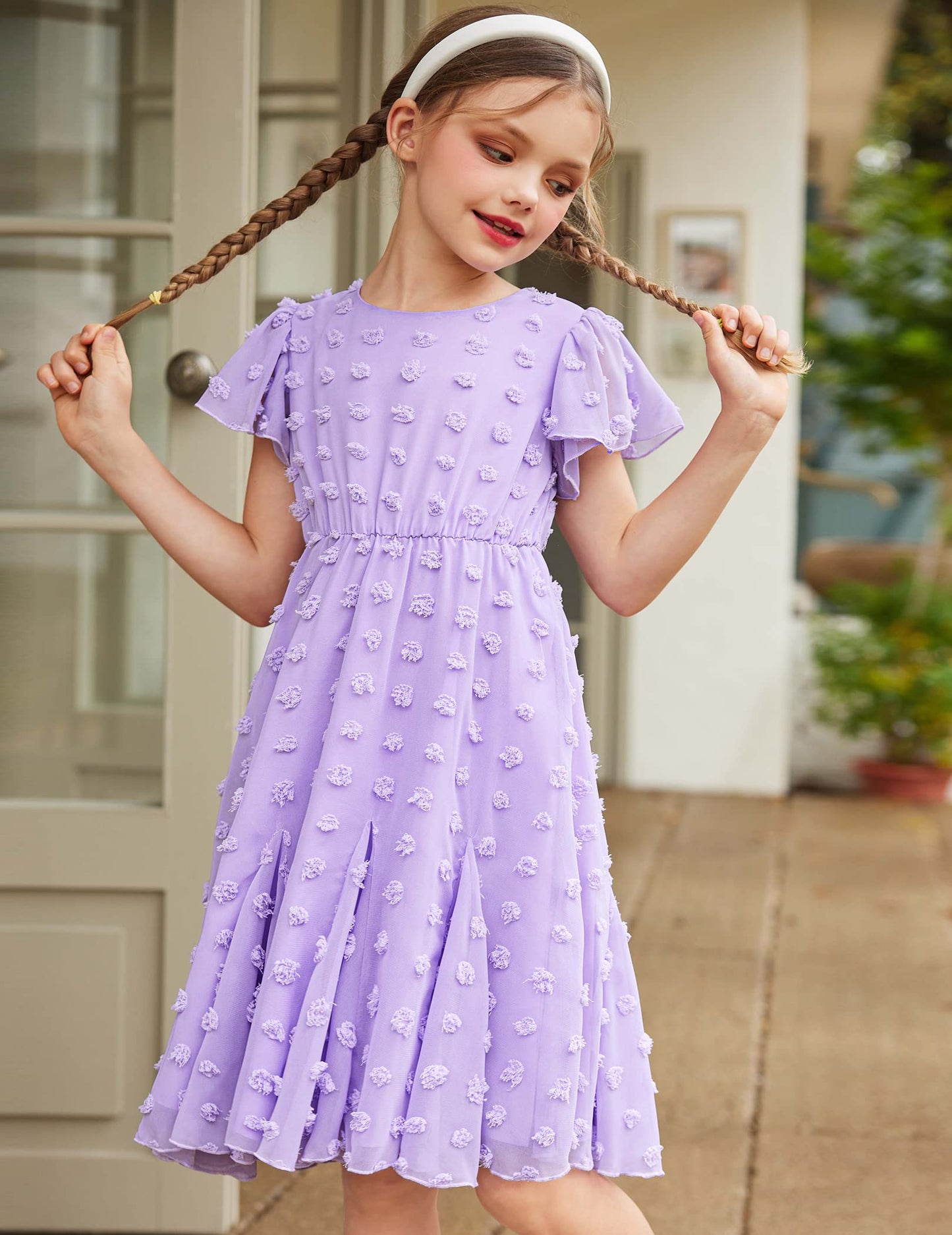 Flypigs Kleid Mädchen Festlich Hochzeit Party Kurzarm Sommer Freizeitkleid Prinzessin Chiffon Kleider Kinder Teenager Kleidung 3-12 Jahre