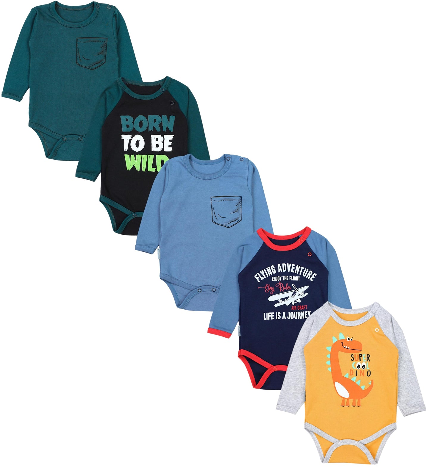 TupTam Baby Body Langarm – Weicher Body Baby 5er Pack aus Baumwolle, Unifarben, OEKO-TEX Zertifiziert