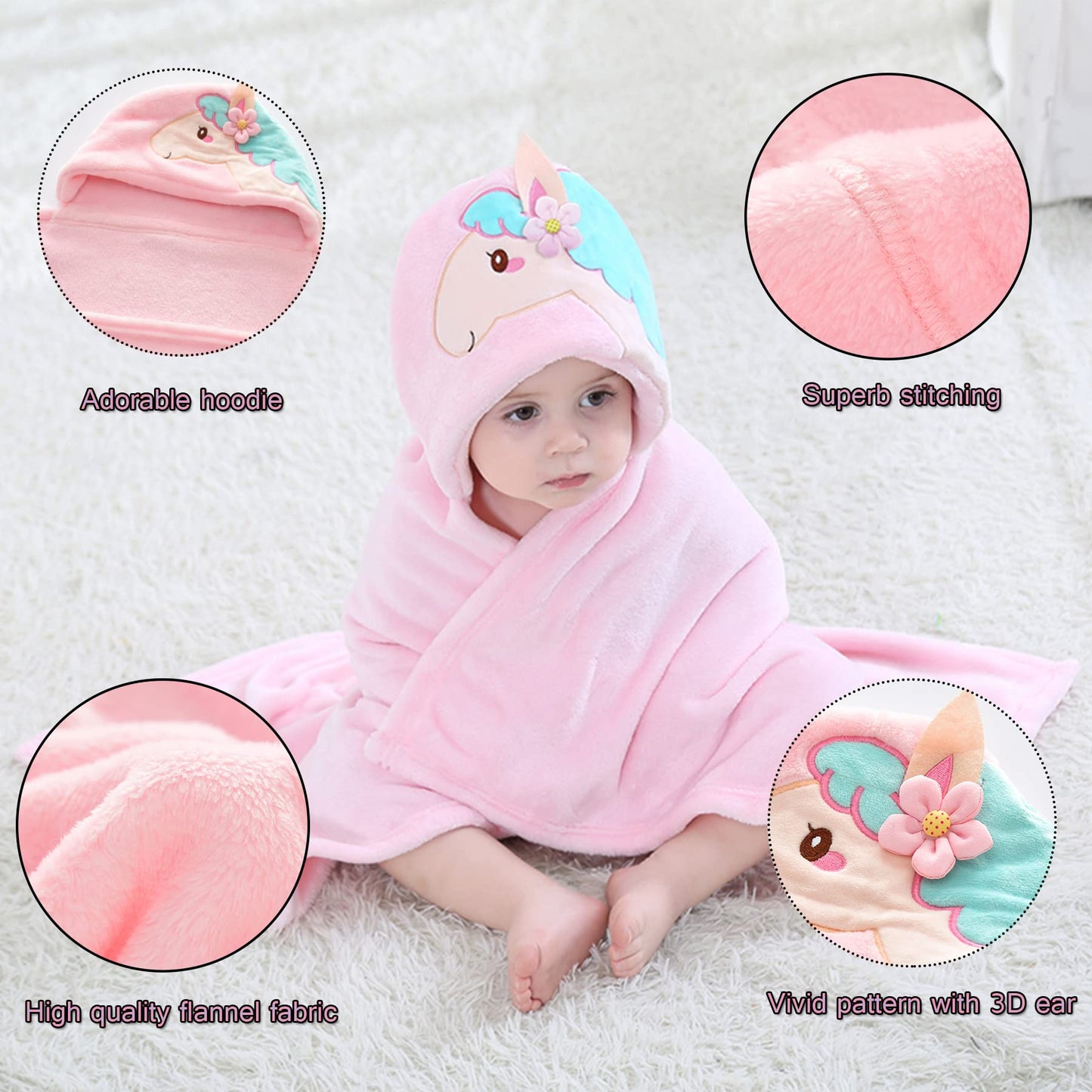 Doladola Baby Decke Babys Tier Design,Flanell Kinder Decke Kapuzenhandtuch für Mädchen und Jungen,Baby Kapuze Badeponcho Kinder Warm(gelbe Ente)