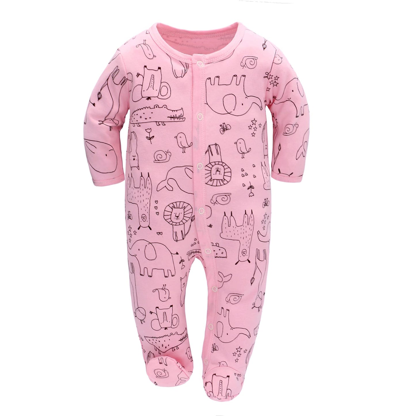 3PCS Baby Sleepsuit Baby Pajamas Baby Sleeping Bag Cotton with Feet with Buttons Size 56 62 68 for Boy Girl Newborn