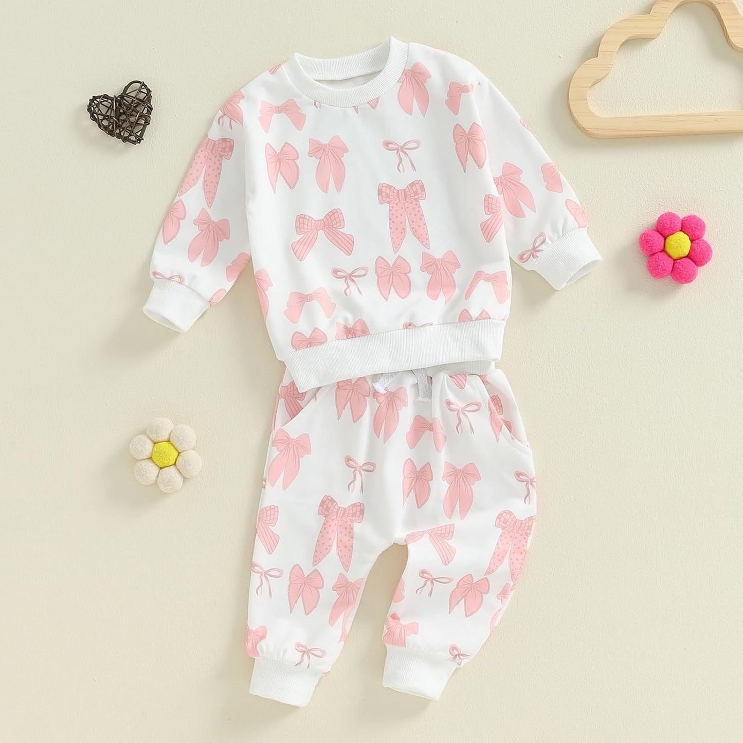 Süßes Baby-Mädchen-Kleidung, langärmelig, bedruckt, Sweatshirt, Oberteil und Hose, Set für Kleinkinder, Mädchen, Herbst-Outfits