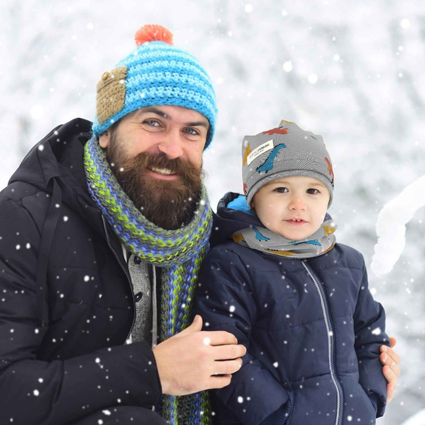 Kinder Beanie Mütze & Loop Schal Set, 95% Baumwolle Mütze Schal Set Mädchen Jungen 2-8 Jahren, Schlauchschal Warme Wintermütze Strickmützen für Herbst Winter Frühling