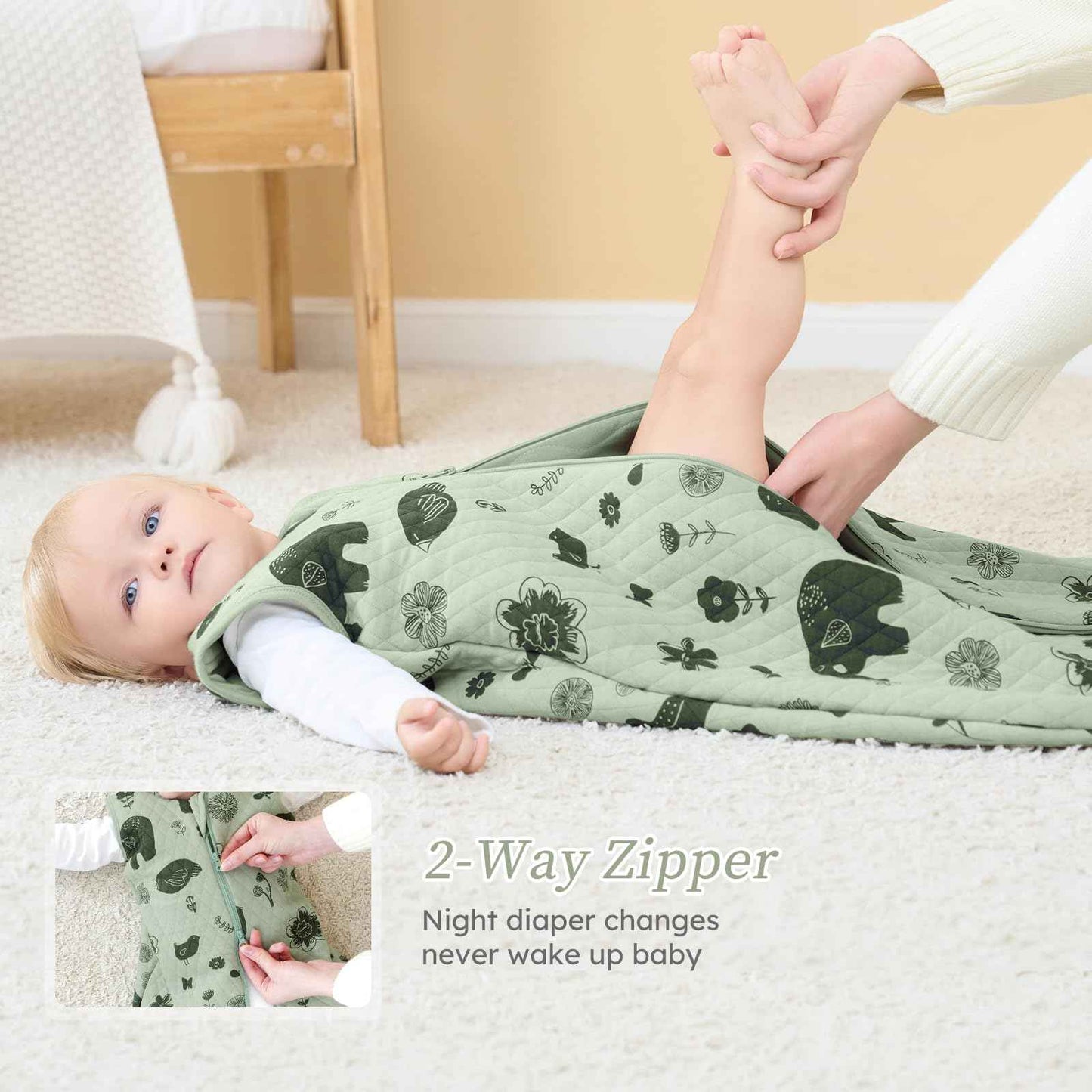 Looxii Baby Winter Sleeping Bag, Cotton, 2.5 Tog, Warm Winter Sleeping Bag, Soft Baby Sleeping Bag, Newborn in 6-12 Months, Perfect for Autumn, Winter