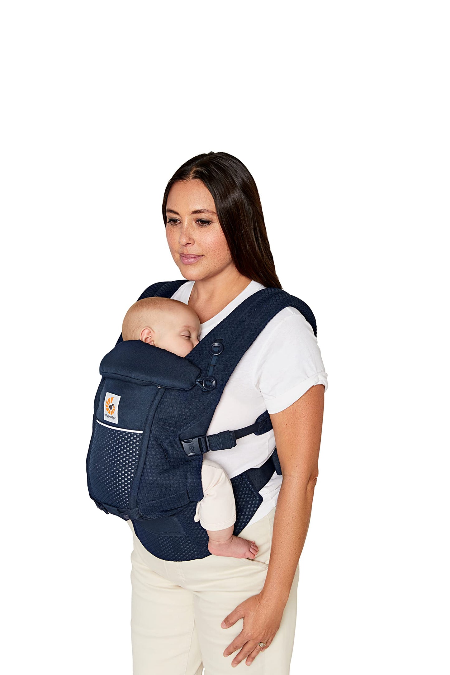 Ergobaby Adapt Babytrage für Neugeborene ab Geburt, 3-Positionen SoftFlex Mesh Ergonomische Babybauchtrage Rückentrage Baby-Tragetasche, Natural Beige, 1 Einheit