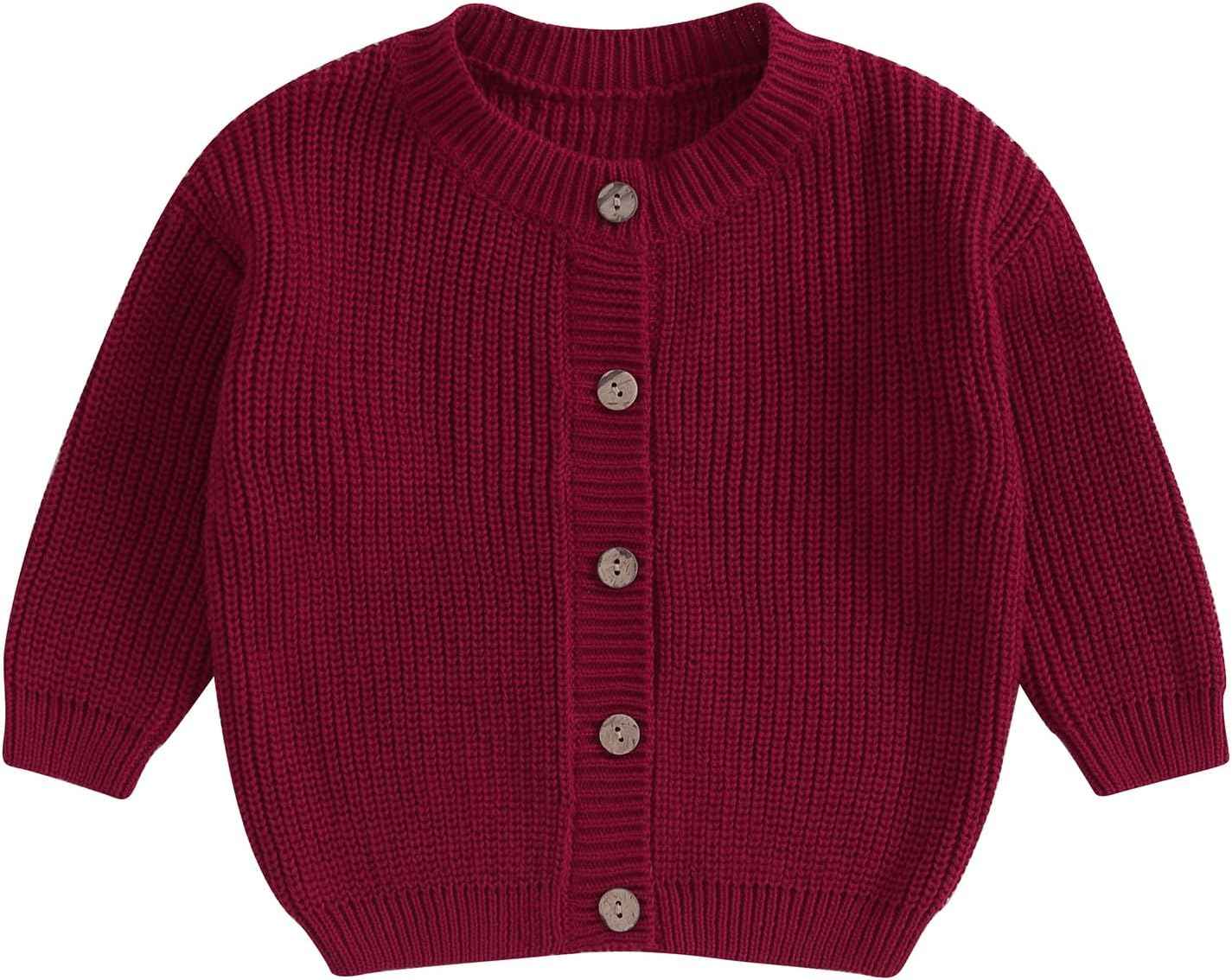 FOMOYUU Strickjacke für Kleinkinder und Neugeborene, Mädchen, langärmelig, Knopfleiste, Sweatshirt, Jacke, Herbst-Outfits