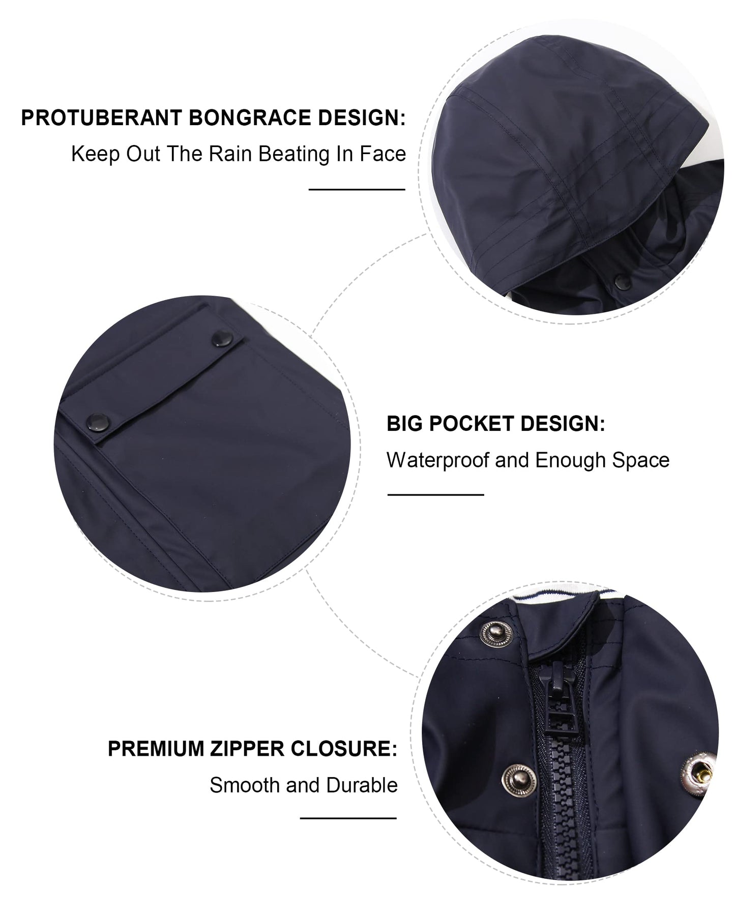 SOLOCOTE Kinder Regenjacke mit Kapuze gefüttert Gummi Regenmäntel für Mädchen Jungen Wasserdicht Winddicht Größe