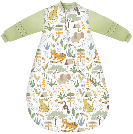 Chilsuessy Baby Sleeping Bag Winter with Removable Long Sleeve Organic Cotton Baby Sleeping Bag Small Children All-Year Sleeping Bag Pyjamas for Boys and Girls, Crown/2.5 Tog, 75-90 cm