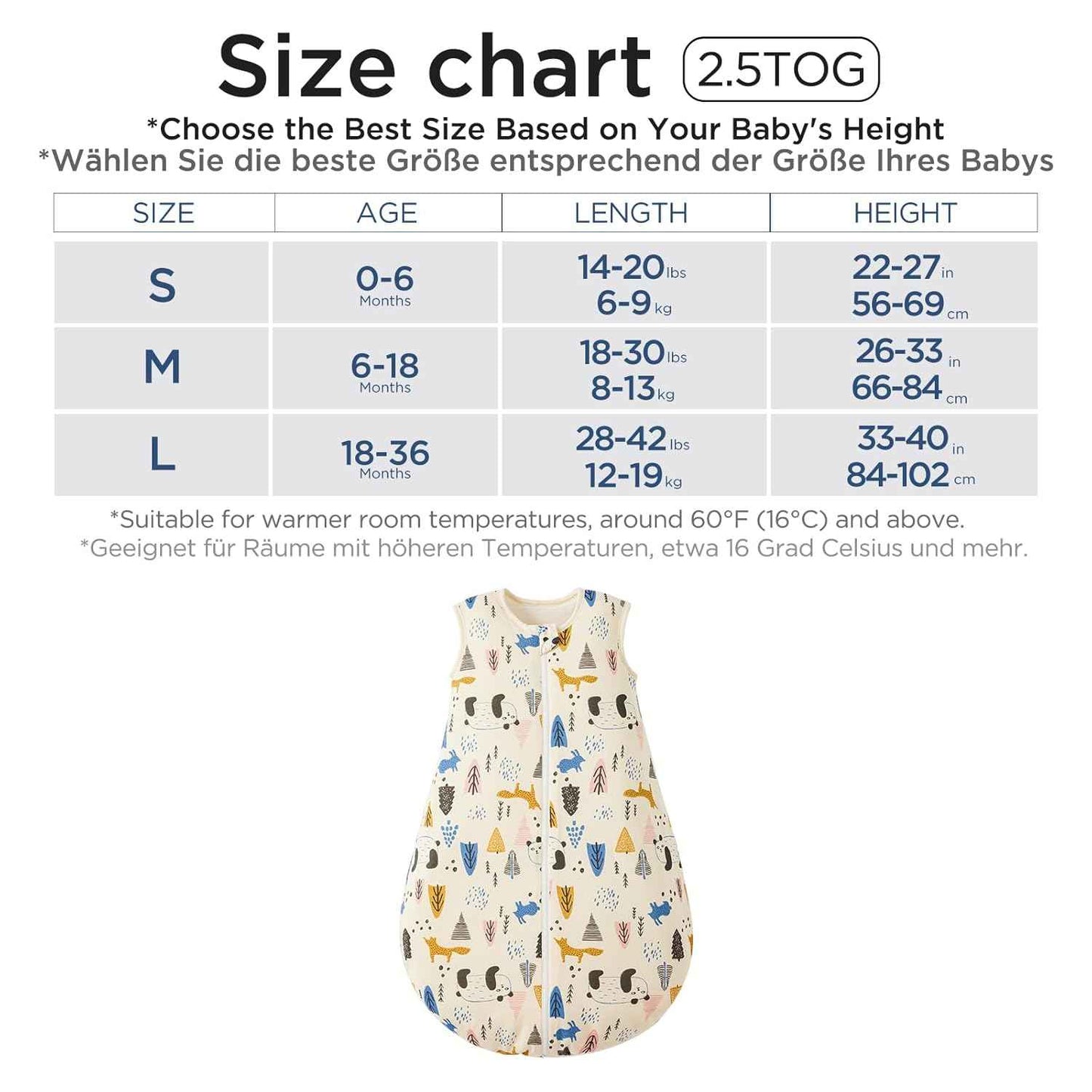 Duomiaomiao 3.5 Tog Baby Sleeping Bag, 100% Cotton Baby Sleeping Bag, Winter, Girls Newborn, Boys Sleeping Bag, Warm Newborn Children (100)