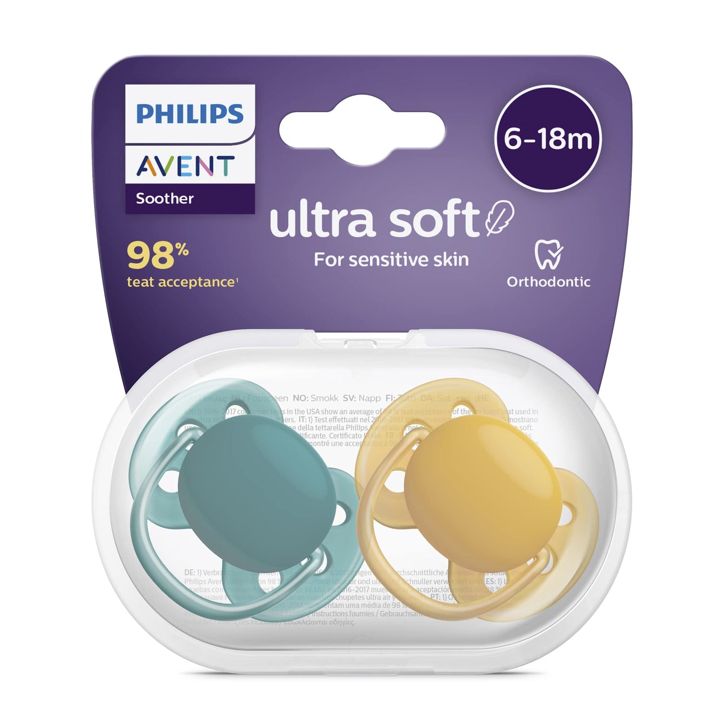 Philips Avent ultra soft Schnuller - 4er Pack, BPA-freier, extra weicher Schnuller für Babys von 0-6 Monaten, inklusive Transport- und Sterilisationsbox, (Modell SCF091/35) - Meloni2