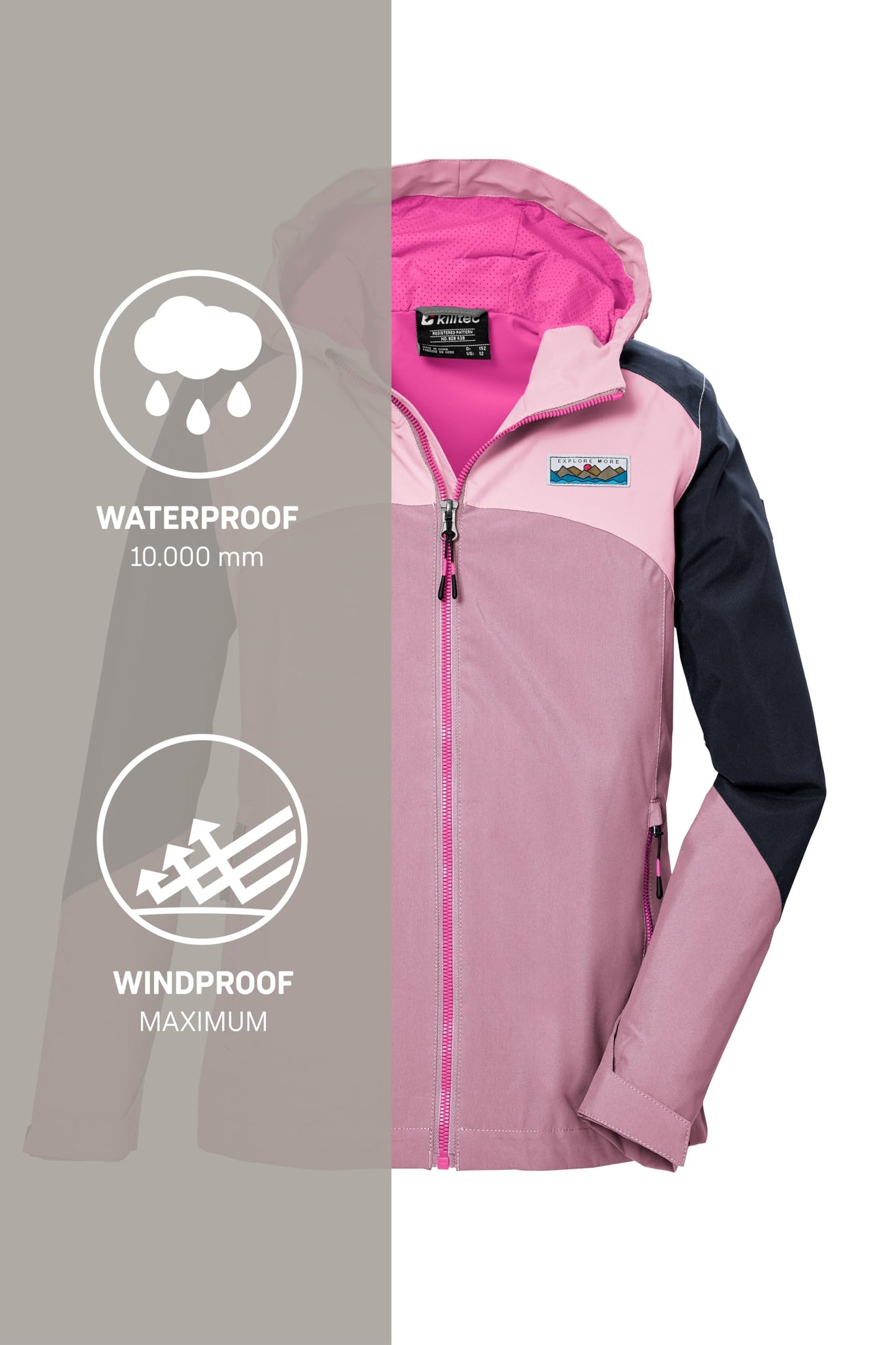 Killtec Girls Kos 150 Grls Jckt functional jacket is waterproof/rain jacket with hood