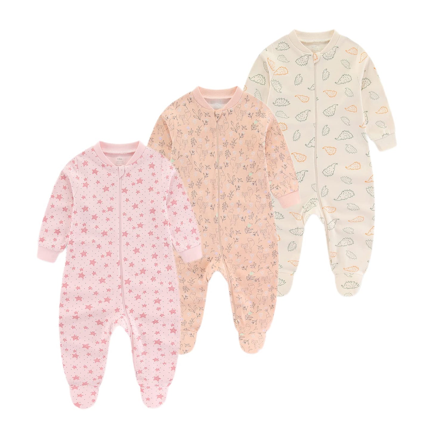Chamie Baby Rompers Long Sleeve Cotton Rompers 0-3m/3-6m/6-9m/9-12m