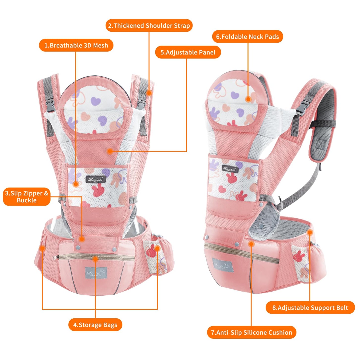 IULONEE Babytrage Baby-Tragetasche Babytrage Neugeborene Ergonomische Babytrage Einfach Anzuziehen Babytrage Hüftsitz Baby Tragegurt Babytragetuch Ideal Für Freihändiges Elterndasein (Grau)