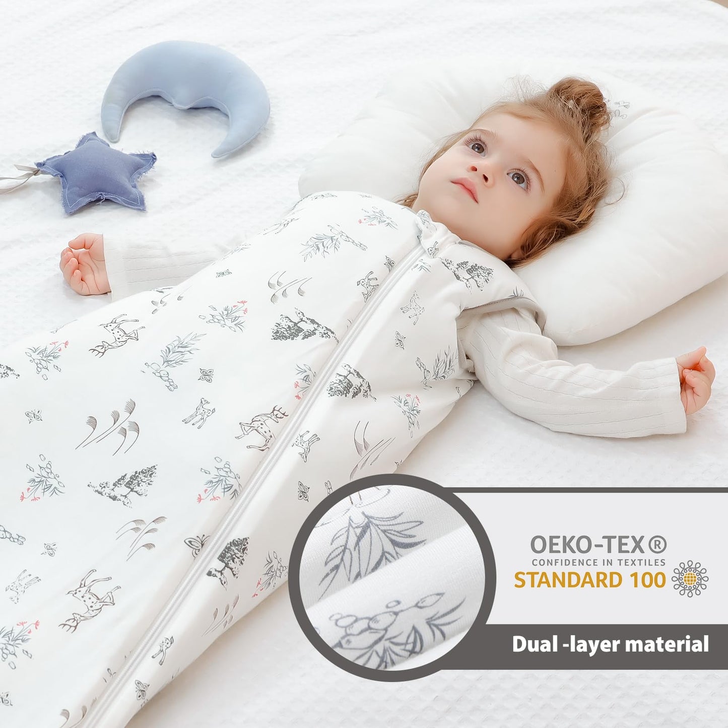 Mosebears Winter Sleeping Bag Baby 2.5 Tog, Bamboo Fibre Baby Sleeping Bag, Extremely Soft and Warm L (18-36 Months)