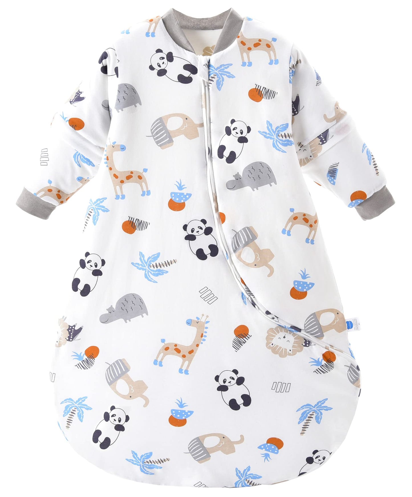 Chilsuessy Baby Sleeping Bag Winter with Removable Long Sleeve Organic Cotton Baby Sleeping Bag Small Children All-Year Sleeping Bag Pyjamas for Boys and Girls, Crown/2.5 Tog, 75-90 cm