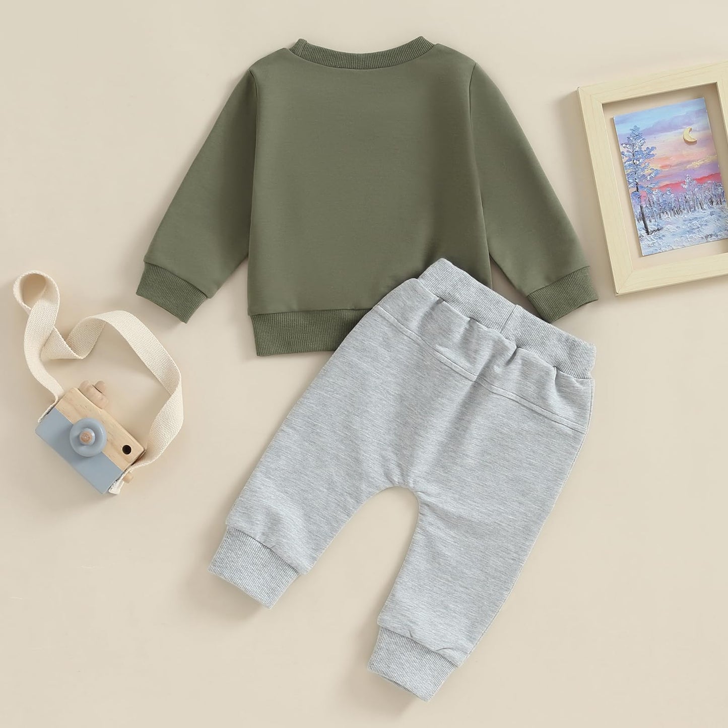 Geagodelia Baby Boys Clothing Outfit Baby Clothing Set Long Sleeve Sweatshirt + Trousers Newborn Soft Baby Set Mama's Boy 2-Piece
