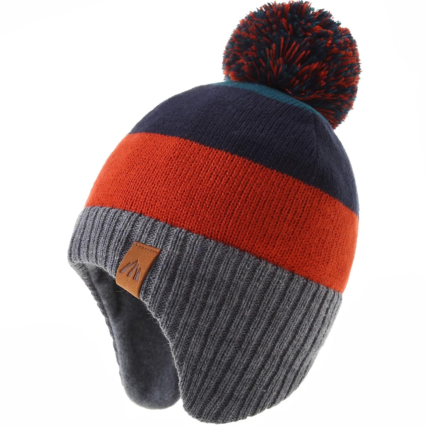 AHAHA Girls' Winter Hat, Earflap Beanie, Pompom Knitted Hats