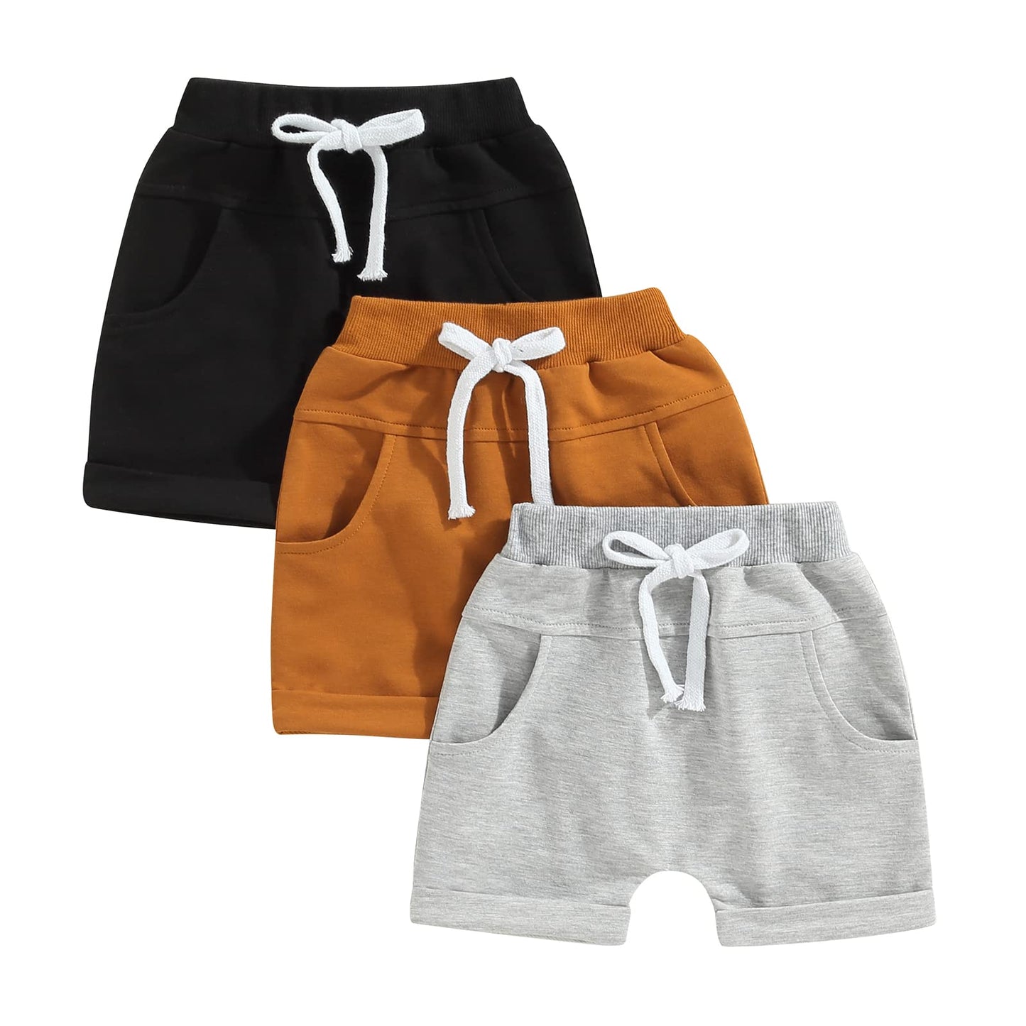 Himllauen Baby Jungen Shorts 3er-Pack Sommer Einfarbig Shorts 0-3 Jahre Kinder Kurze Hosen