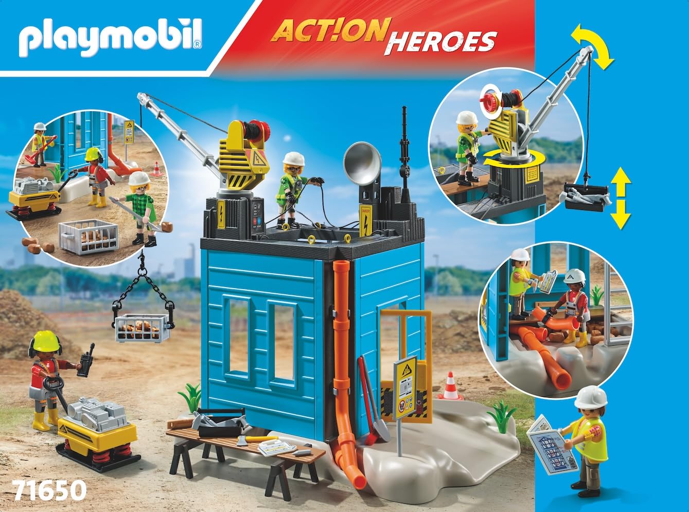 PLAYMOBIL Road Construction Site Toy Child Construction Site Play Set Toy for Children from 4 Years 71751