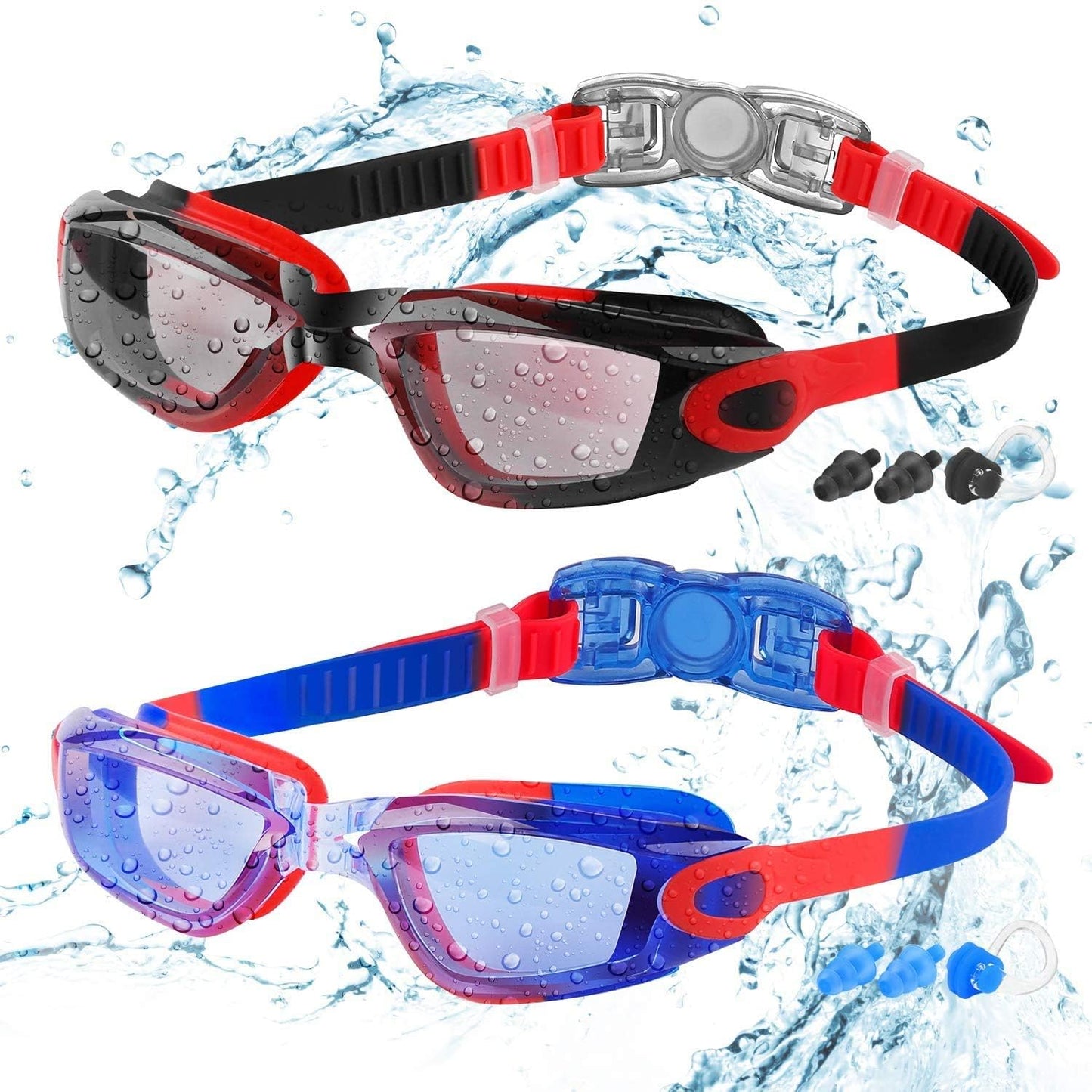 COOLOO Schwimmbrille Kinder, 2 Stück Schwimmbrille für Kinder Kind Jungen Mädchen Junior 3-15 Jahre,Anti-Fog,Kein Auslaufen