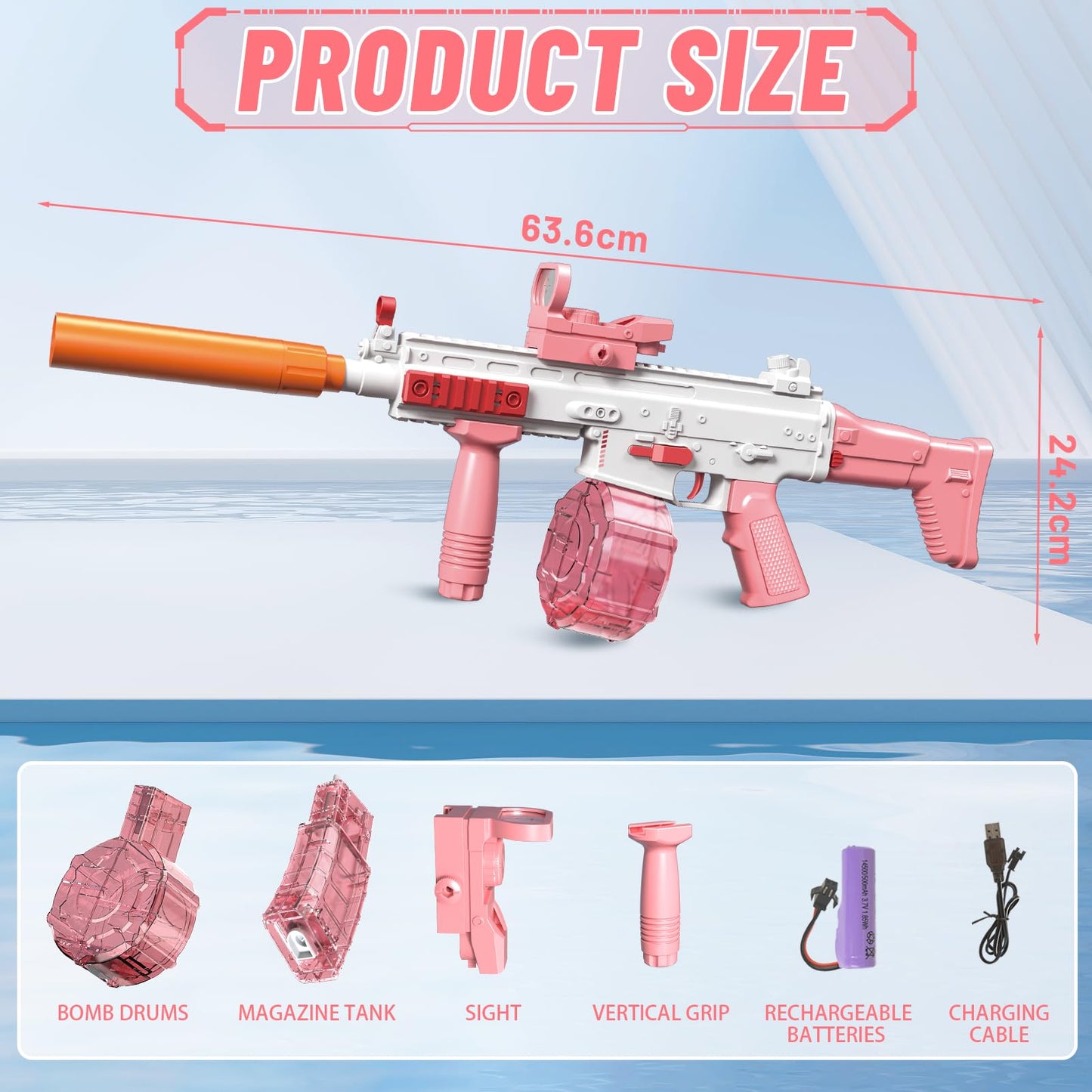 Elektrische Wasserpistole Sehr Stark Wassermaschinenpistole mit Wiederaufladbare Batterie Squirt Gun Wasser Spielzeug bis zu 20ft,Outdoor Water Gun Schießspiel für Erwachsene and Kinder (Blau)