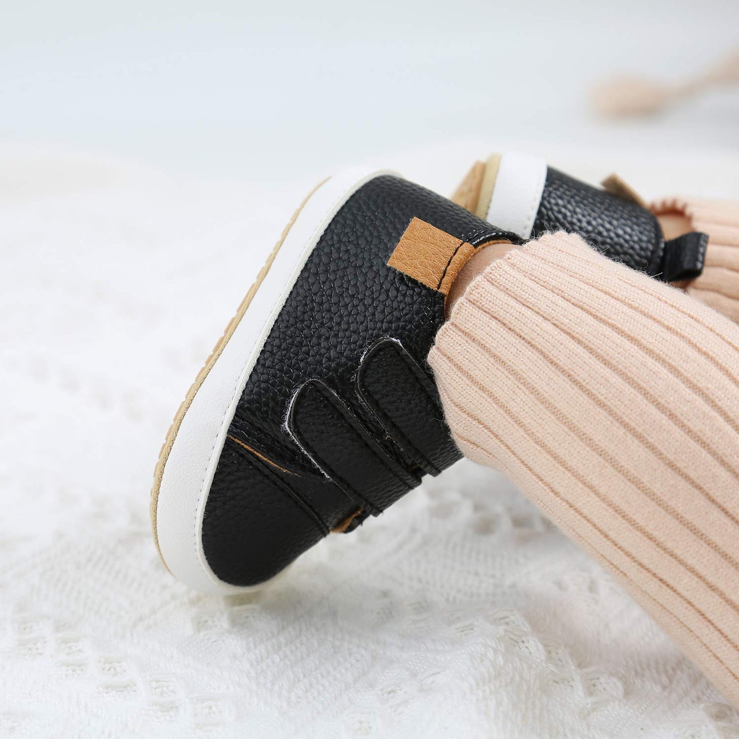 BABSMULY Baby Shoes for Boys Girls Non-Slip Rubber Sole High Top PU Leather Sneakers Toddler Crib Shoes Newborn Loafers Flats.