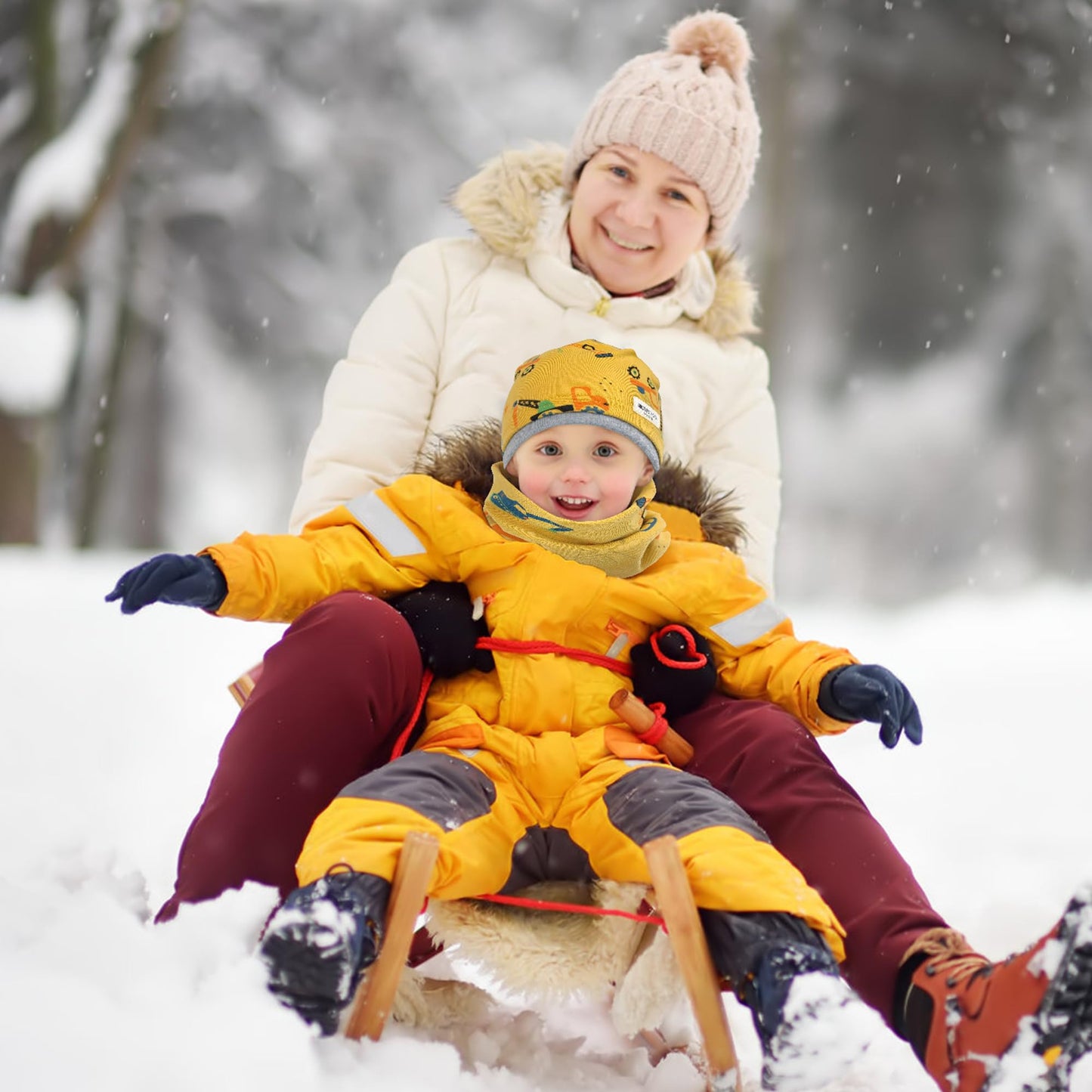 Kinder Beanie Mütze & Loop Schal Set, 95% Baumwolle Mütze Schal Set Mädchen Jungen 2-8 Jahren, Schlauchschal Warme Wintermütze Strickmützen für Herbst Winter Frühling