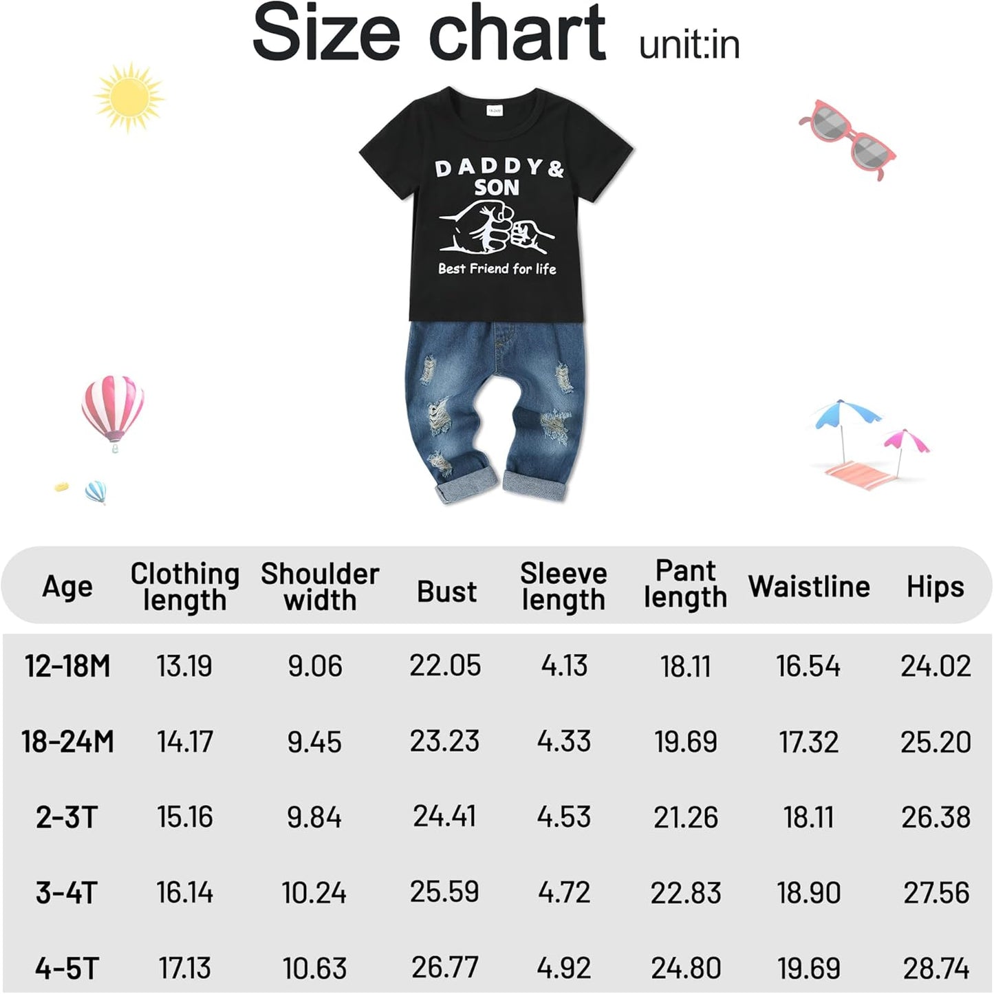 SOLOYEE Baby Boys Outfits Clothing Sets Toddler Clothing Boy 1-5 Years Letter Pattern Long Sleeves with Hood Sweatshirt and Baby Jeans Boy 2-Piece Set