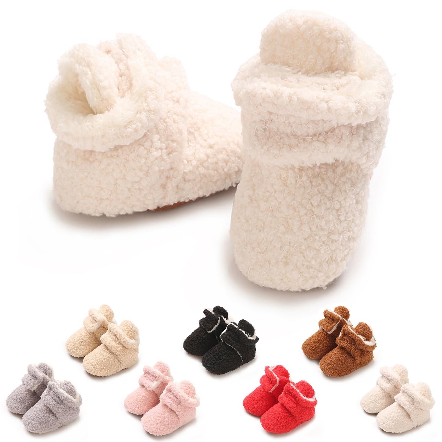 YloveM Toddler Baby Boys Girls Booties, Unisex Newborn Winter Shoes Thick Snow Boots Non-Slip Sole Soft Toddler Warm Sock Shoes