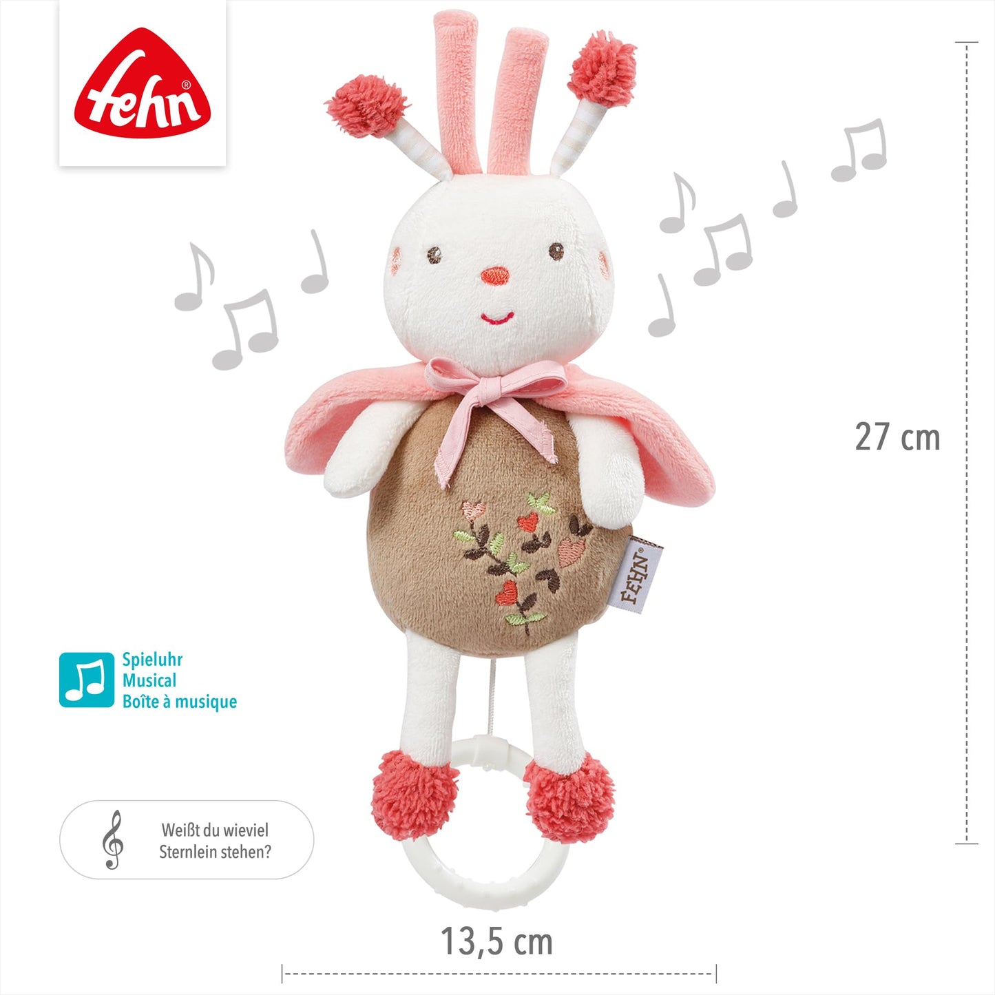 Fehn Mini-Spieluhr Otter – Kuscheltier & Einschlafhilfe: Aufzieh-Spieluhr mit sanfter Melodie Brahms Wiegenlied beruhigt in jeder Situation – für Babys und Kleinkinder ab 0+ Monaten