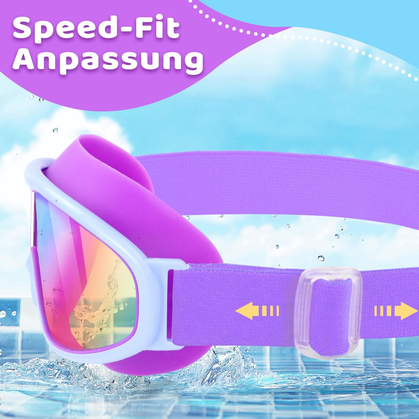 Vvinca Kids Swimming Goggles with Comfort Fabric Strap Wide Angle Anti-Fog UV Protection Waterproof Swimming Goggles for 3-14 Years