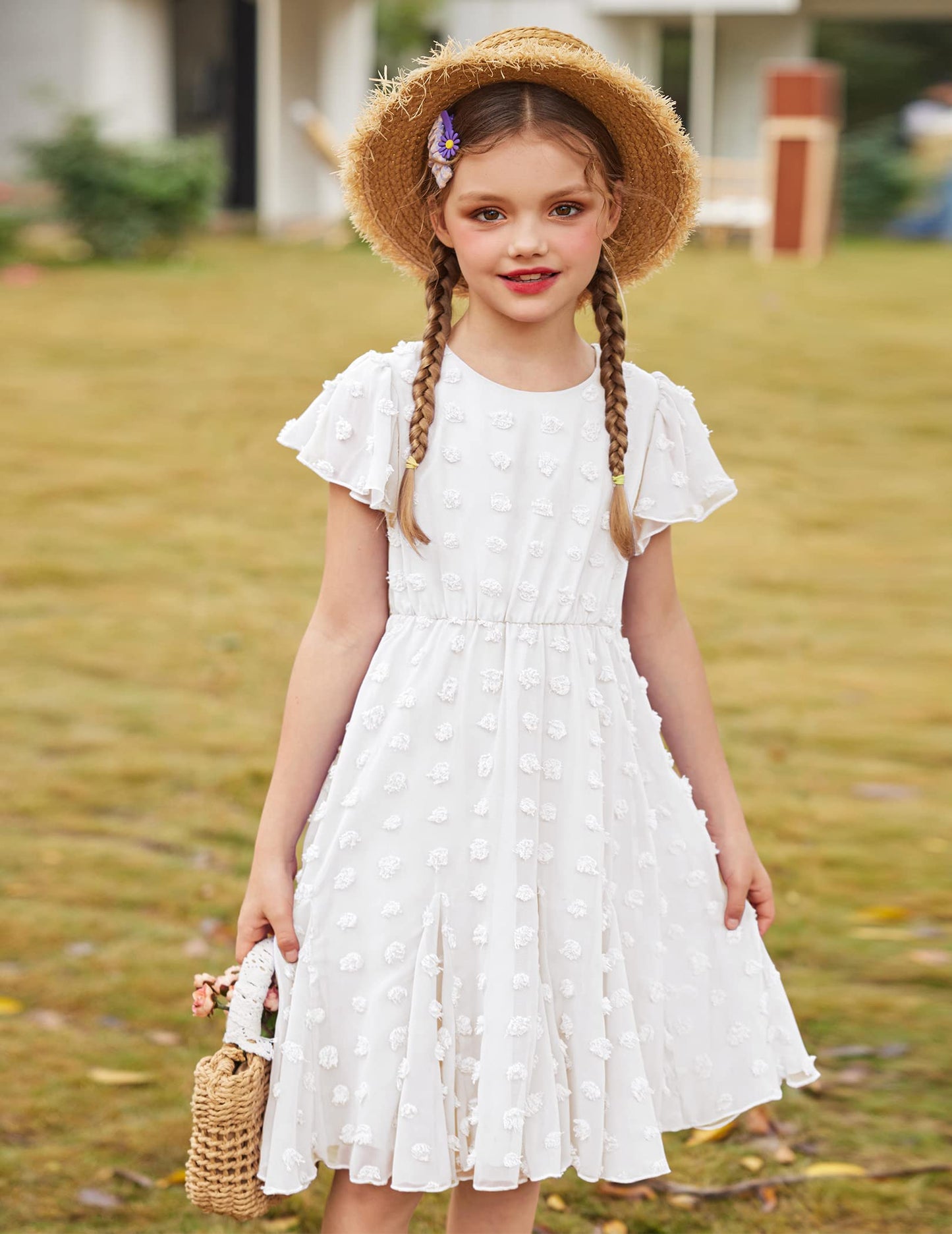 Flypigs Kleid Mädchen Festlich Hochzeit Party Kurzarm Sommer Freizeitkleid Prinzessin Chiffon Kleider Kinder Teenager Kleidung 3-12 Jahre