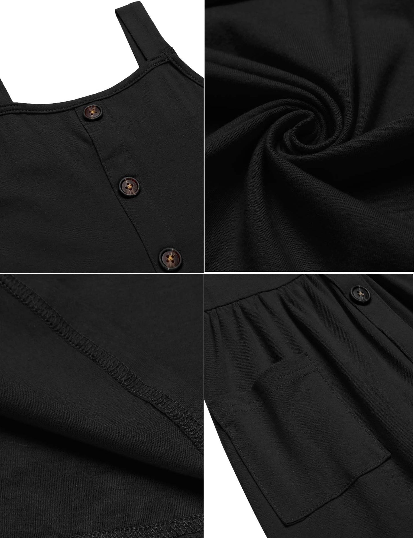 Arshiner Girls Dresses Sleeveless Children's Dress Button Front Strap Dress Summer Cotton Swing Dress Festive A-Line Casual Dress Elegant Dress for Girls 5-14 Years
