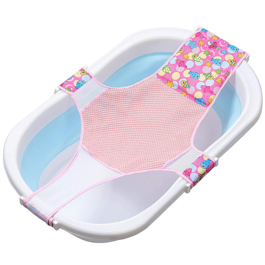 Baby Bath Seat, Newborn Shower Mesh on Toddler Baby Bathtub, Safety Bath Seat Anti-Slip Cross-Shaped Bathtub Support Bathing Accessories for Newborn Toddler (Pink)