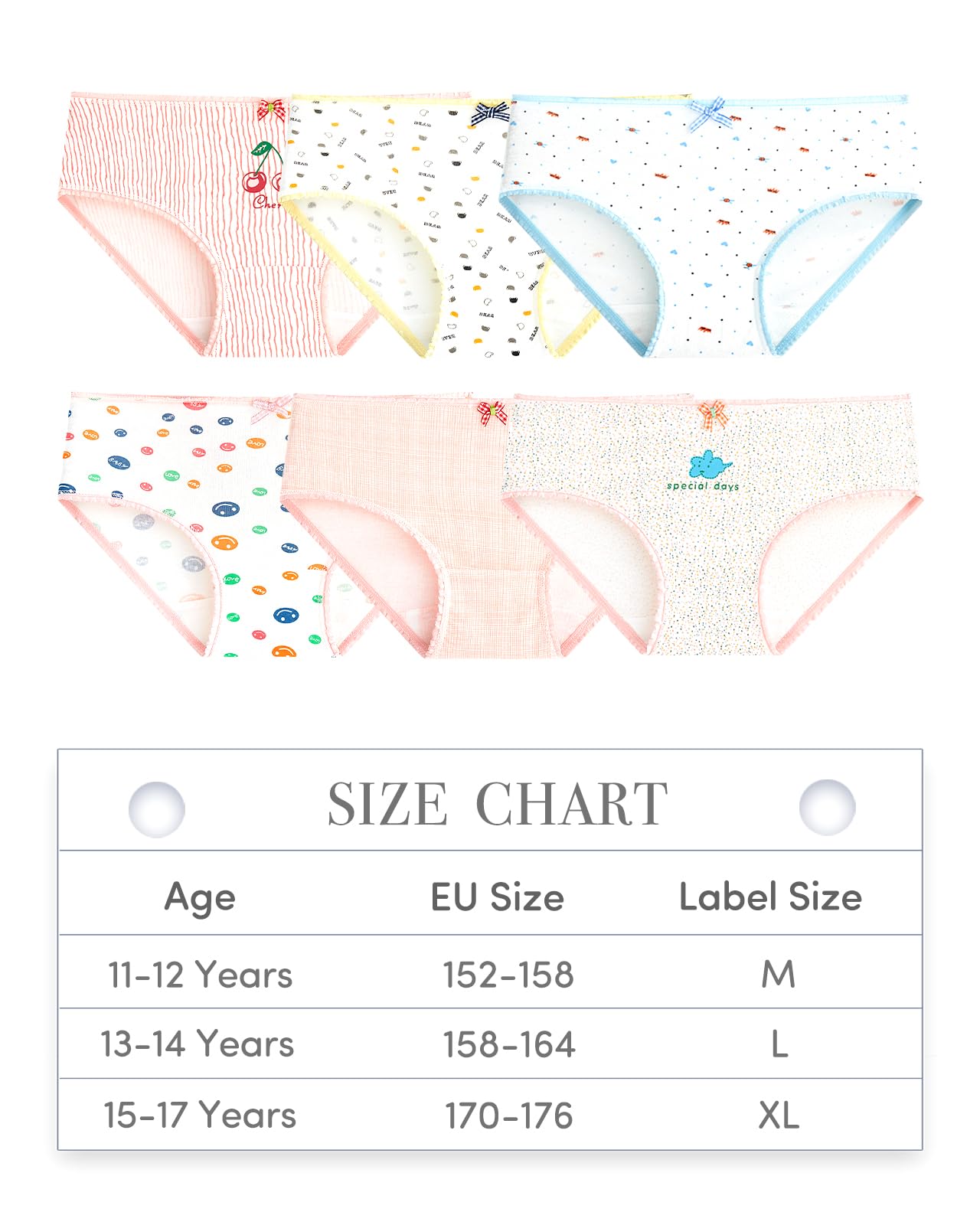Adorel Girls' Briefs Cotton Teenage Underwear 12-Pack