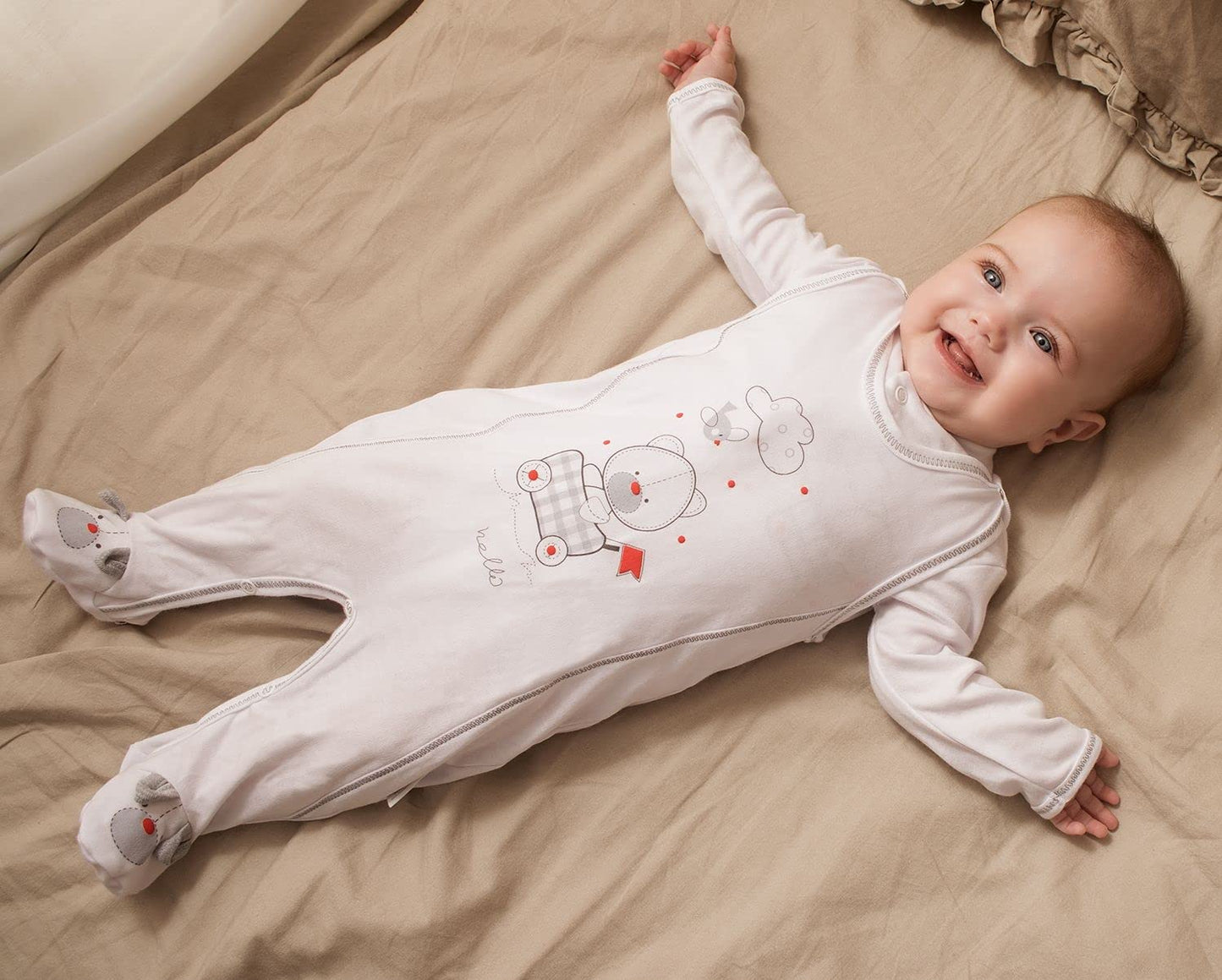 Makoma Baby Erstausstattung Strampler-Set mit Langarmshirt für Säuglinge & Neugeborene Jungen und Mädchen (50 – 74)