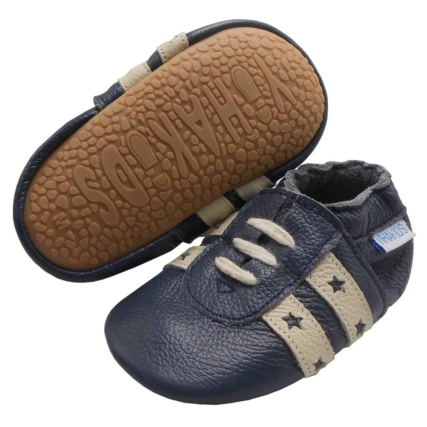 YIHAKIDS Krabbelschuhe Baby Lauflernschuhe Jungen Mädchen Weicher Leder Babyhausschuhe Kleinkind rutschfeste Lederschuhe mit Gummisohle für Baby 6-12 Monate 12-18 Monate 18-24 Monate