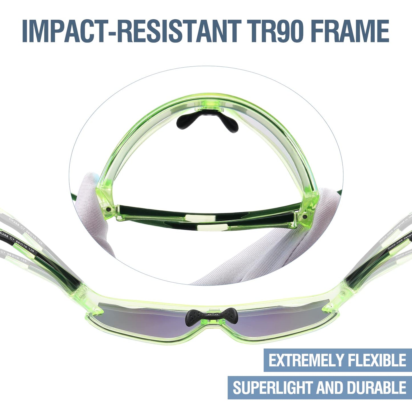 DUCO DK268 Children's Sunglasses Youth Baseball Sunglasses Lightweight TR90 Frame UV400 Sports Cycling Sunglasses for Boys Girls
