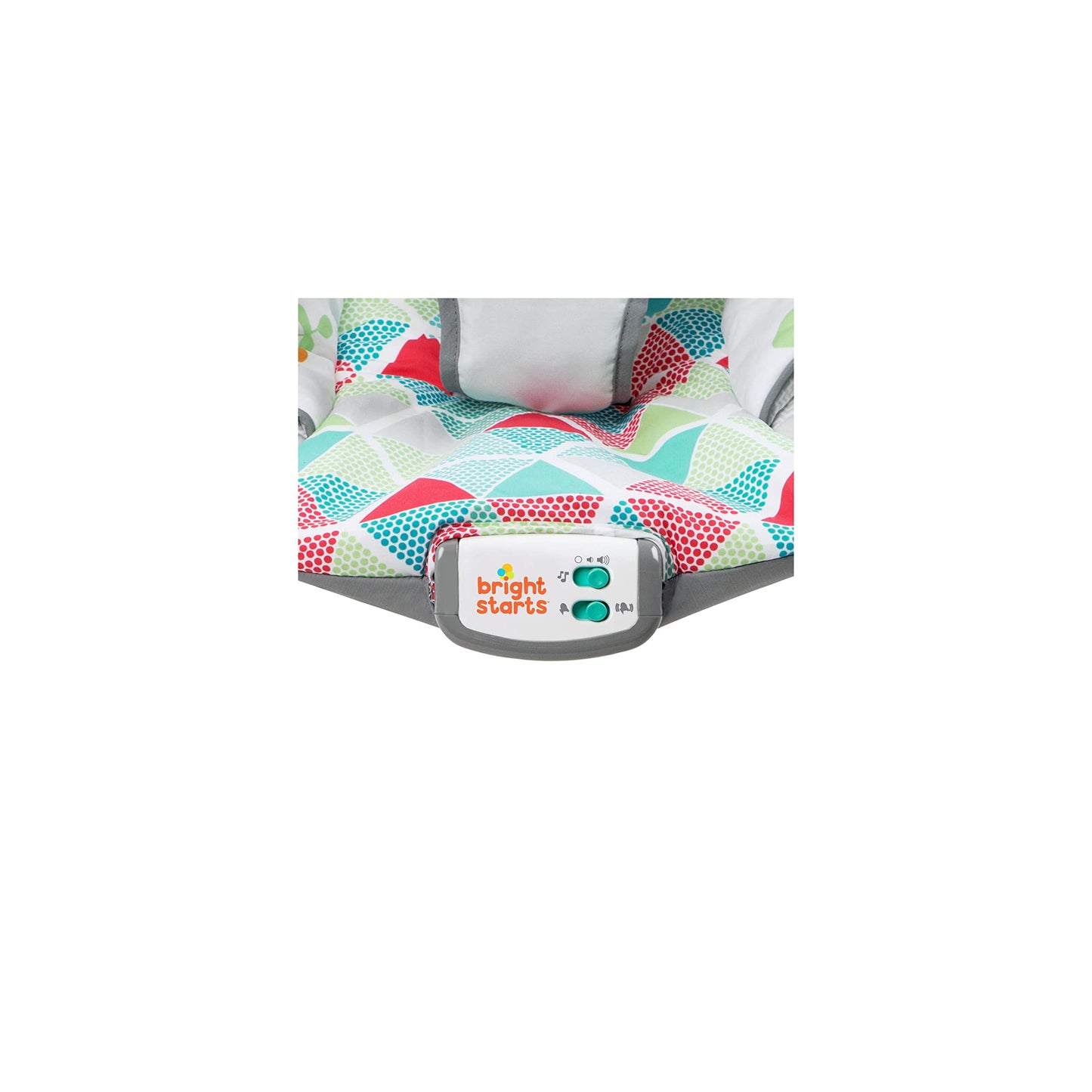 Bright Starts, Babywippe Babyschaukel Safari Fun mit Beruhigenden Vibrationen, Spielbogen mit 2 Spielzeugen, 3-Punkte-Gurt Sitz, Maschinenwaschbares Sitzpolster, ab der Geburt bis 9kg
