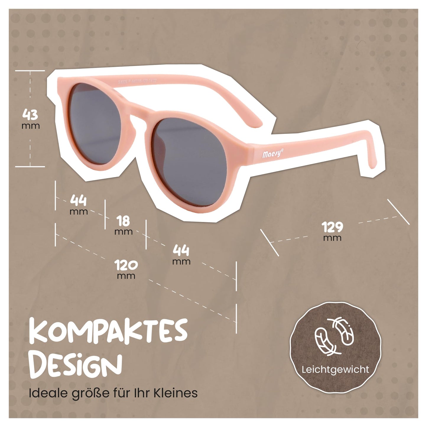 Maesy Faela Kindersonnenbrille für 3-6 Jahre - UV400 polarisierter Schutz - Flexibler und flexibler Rahmen - Sichere und bequeme Kindersonnenbrille für Kleinkinder