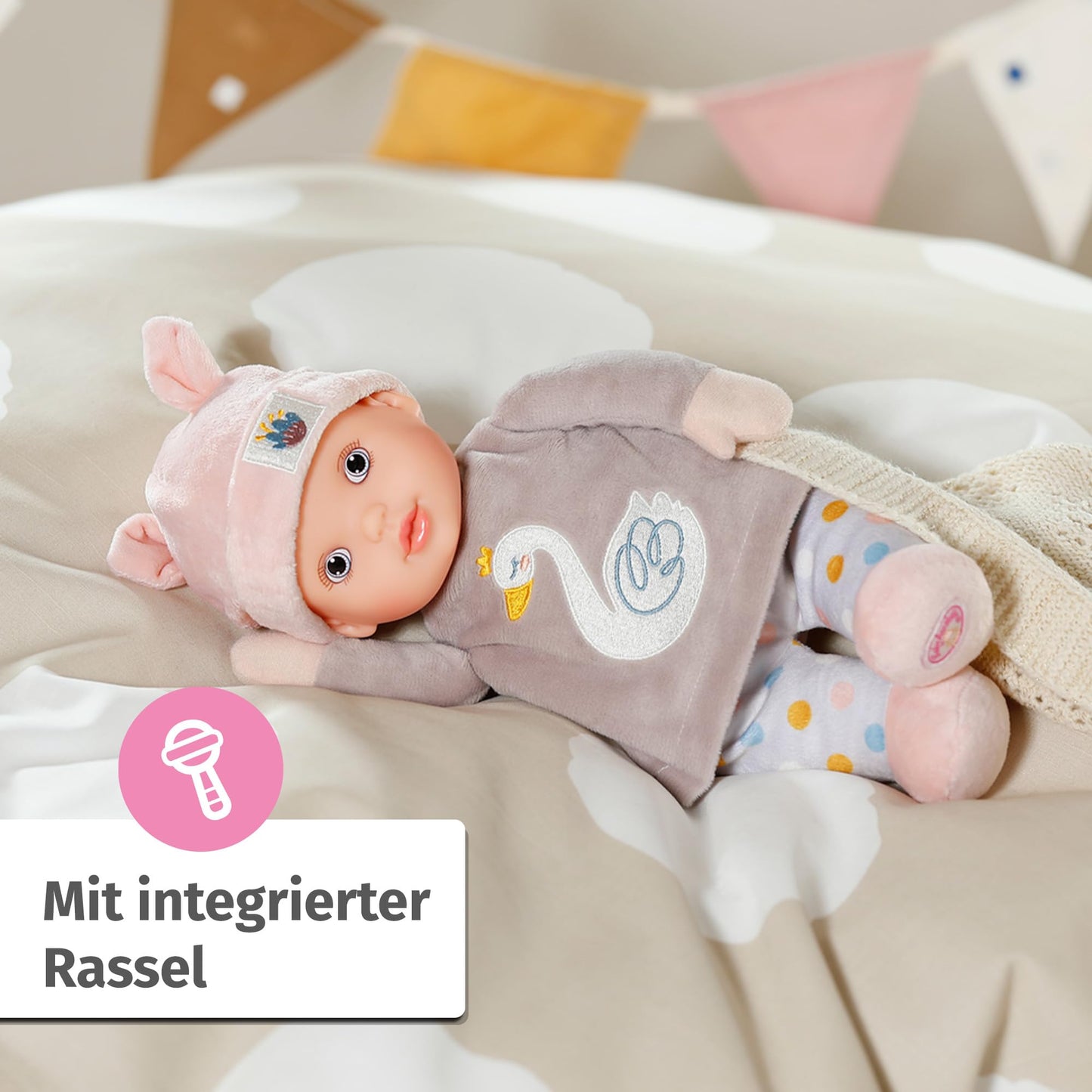 Baby Annabell for Babies Sweetie Mauve 30cm, weiche 30cm große Puppe aus Stoff mit integrierter Rassel, für Neugeborene, 710715 Zapf Creation
