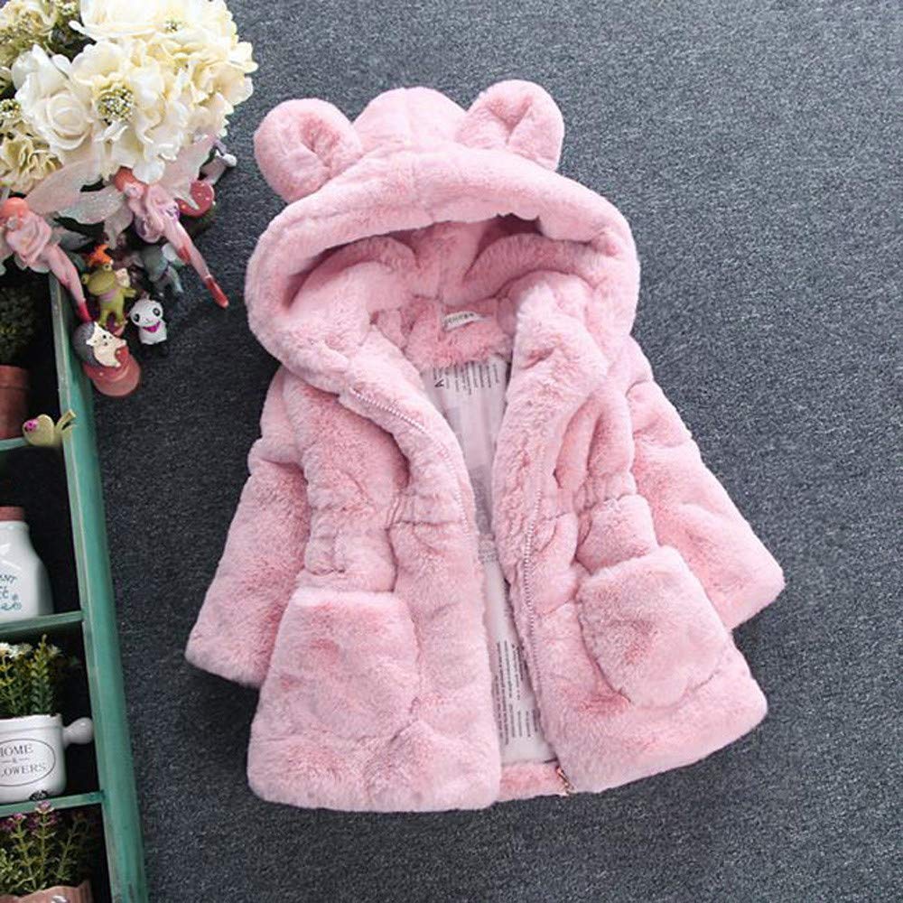 Angel ZYJ Girls' Fur Coat Winter Jacket Faux Fur Jacket Baby Girls Autumn Winter Coat Warm Jacket with Hood Wool Coat Hooded Jacket