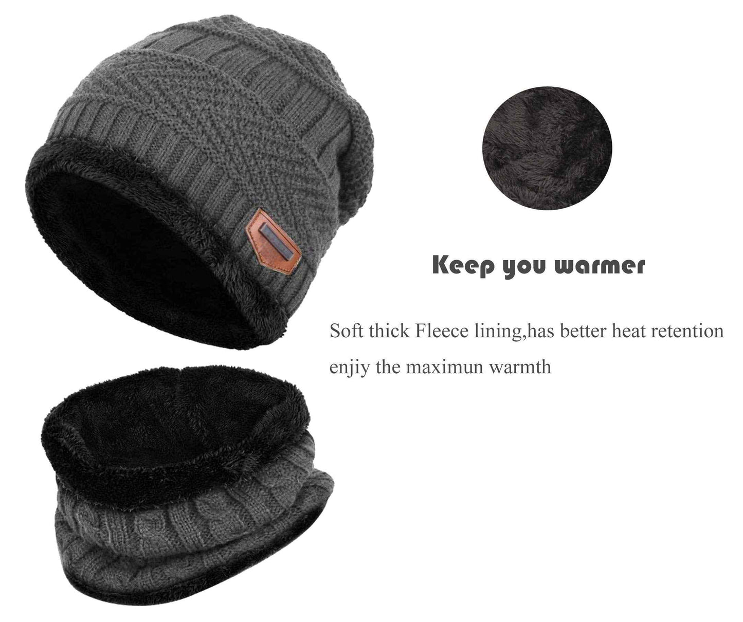 K.tchard Children’s Winter Hat, Beanie Hat with Scarf Set, Slouchy Knitted Hat, Warm Knitted, Skull Cap, Fleece Lining Hat 2–8 Years
