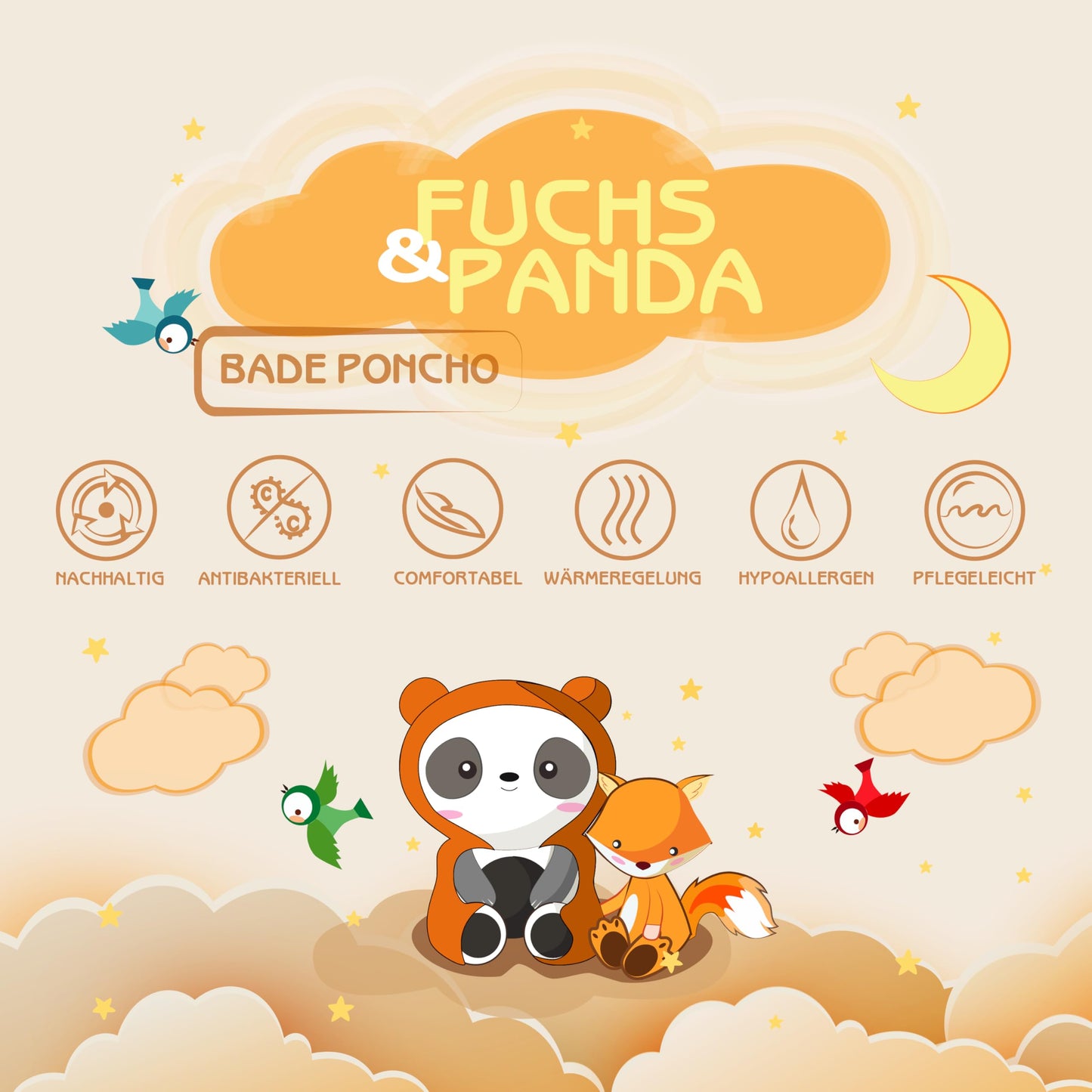 Fuchs&Panda® Badeponcho Kinder EXTRA warm, weich & kuschelig (100% Bambus) | Badeponcho Baby | Handtuch Poncho Kinder mit toller Geschenkverpackung (Kupfer-grün)