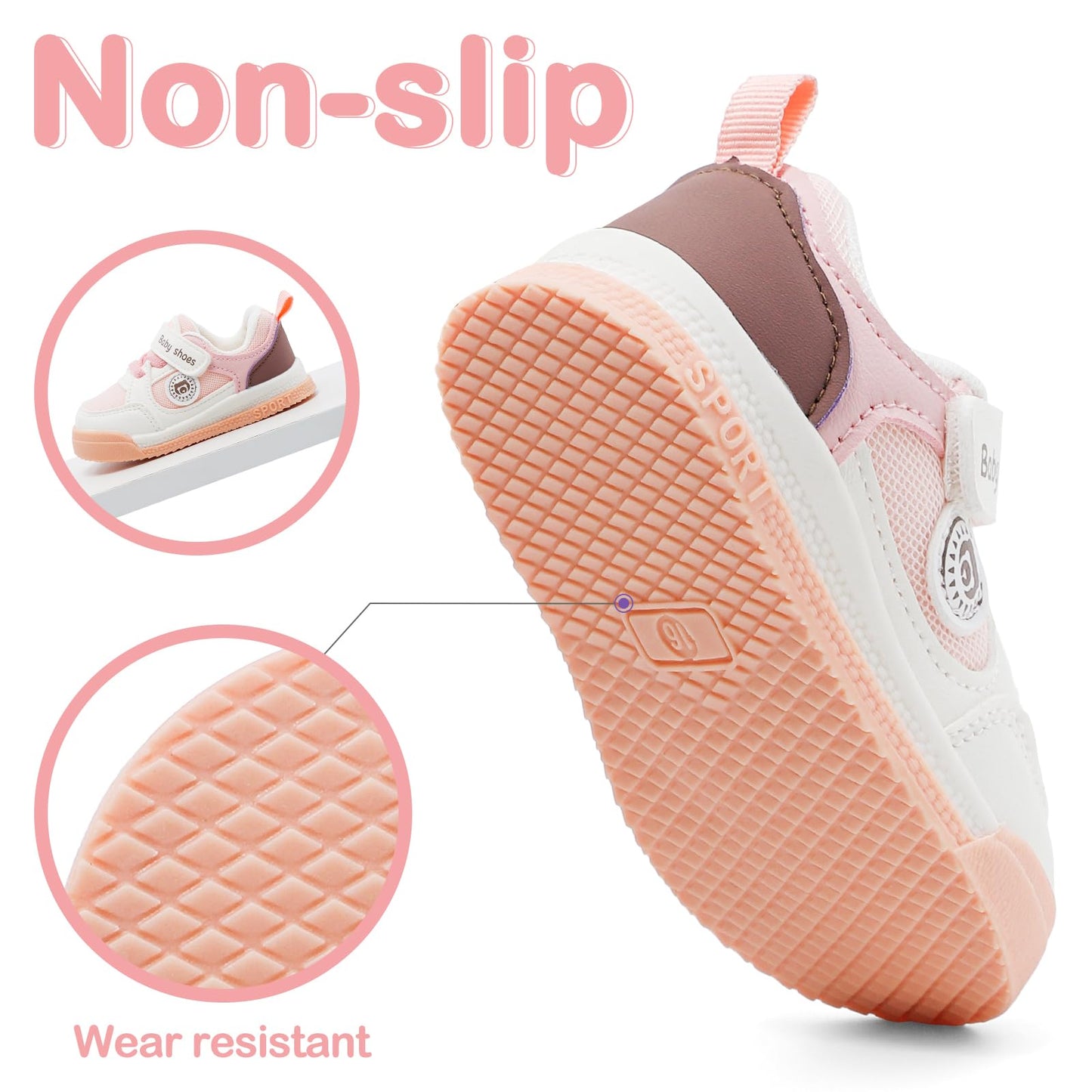 MASOCIO Babyschuhe für den ersten Schritt - Weiche flache Gummisohle, rutschfest, für Jungen und Mädchen, ideal für den Außenbereich