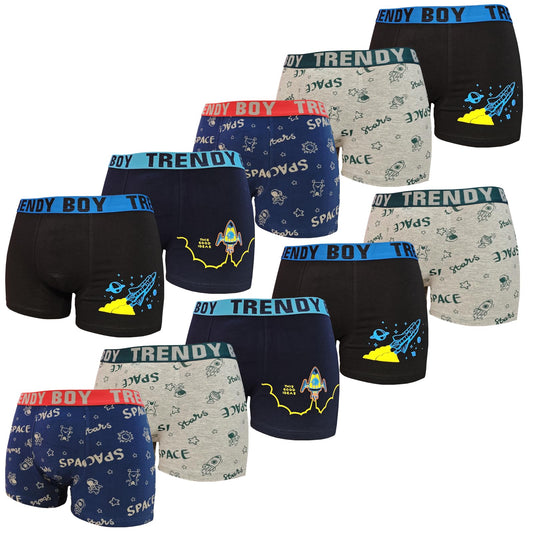 10-pack of boys' cotton boxer shorts, sizes 110-116, 122-128, 134-140