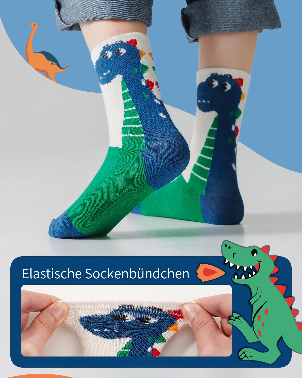 Kyopp 10 Paar Socken Kinder Mädchen und Jungen Funny Socken Lustig Animals Cotton Socken Crew Socks Winter/Sommer