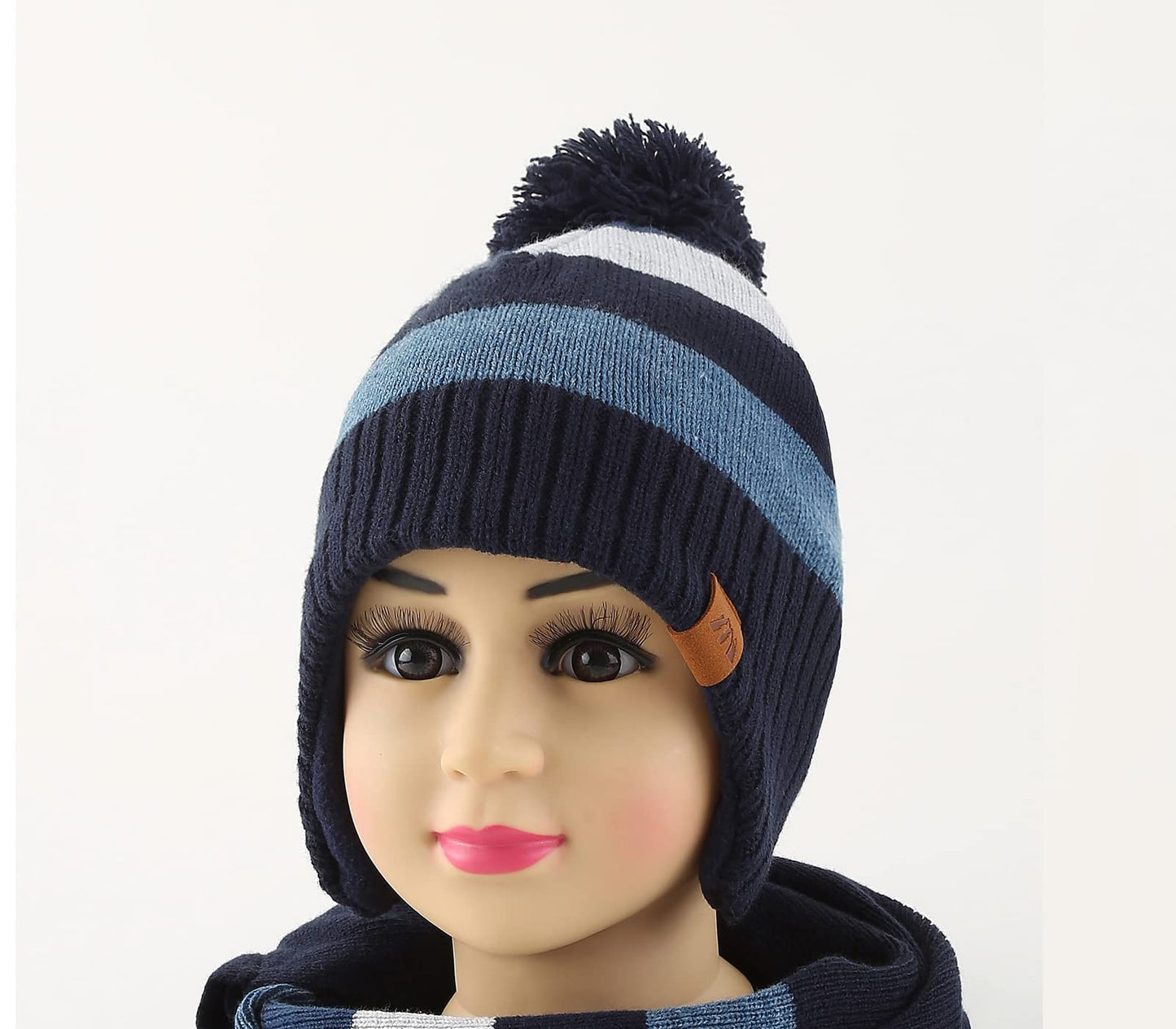 AHAHA Girls' Winter Hat, Earflap Beanie, Pompom Knitted Hats